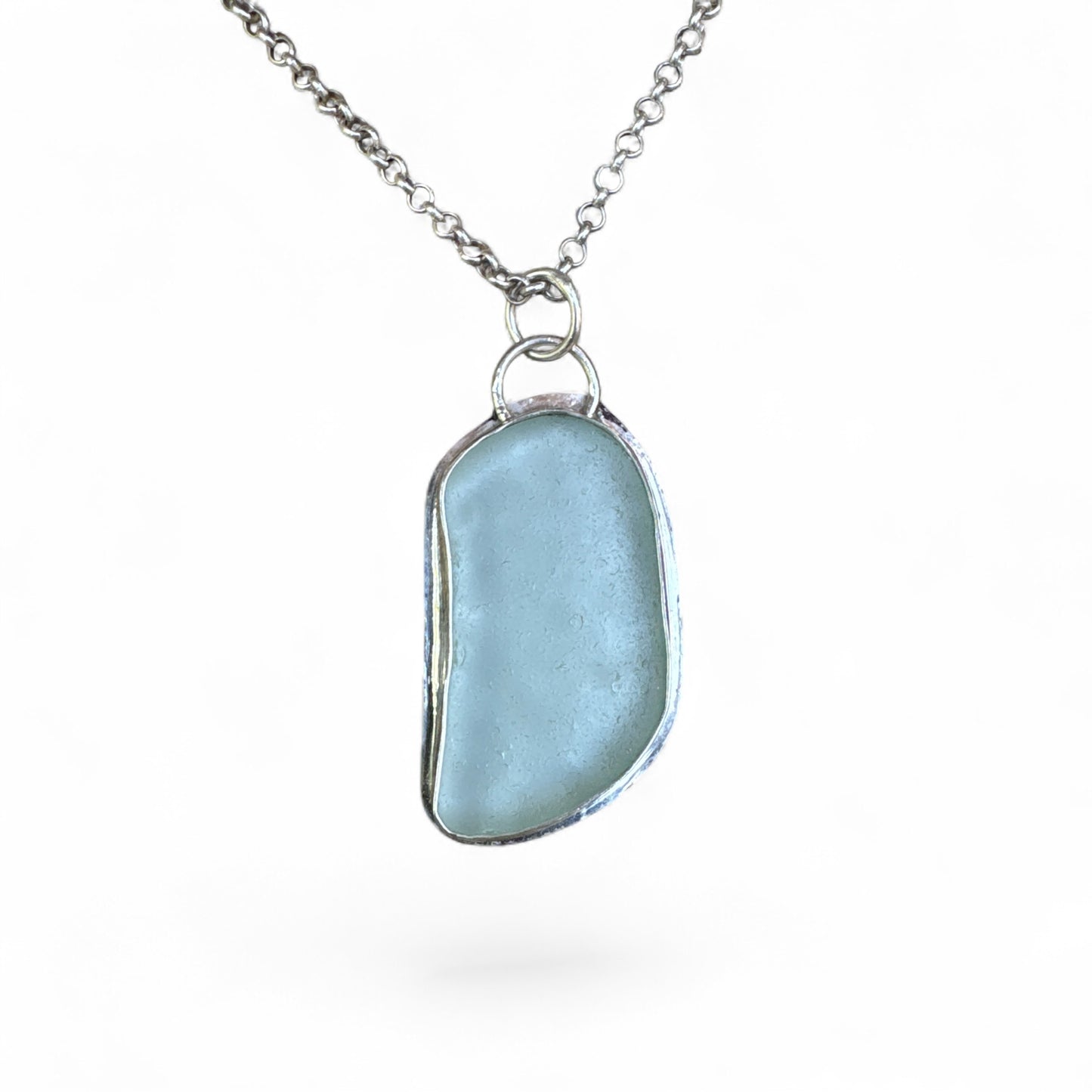Seafoam Seaglass Sterling Silver Necklace