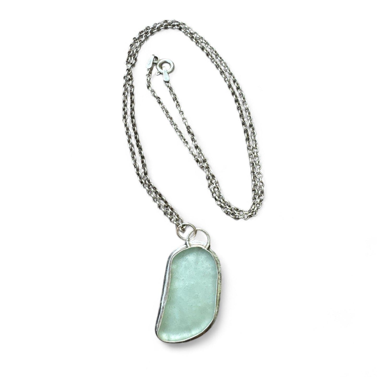 Seafoam Seaglass Sterling Silver Necklace