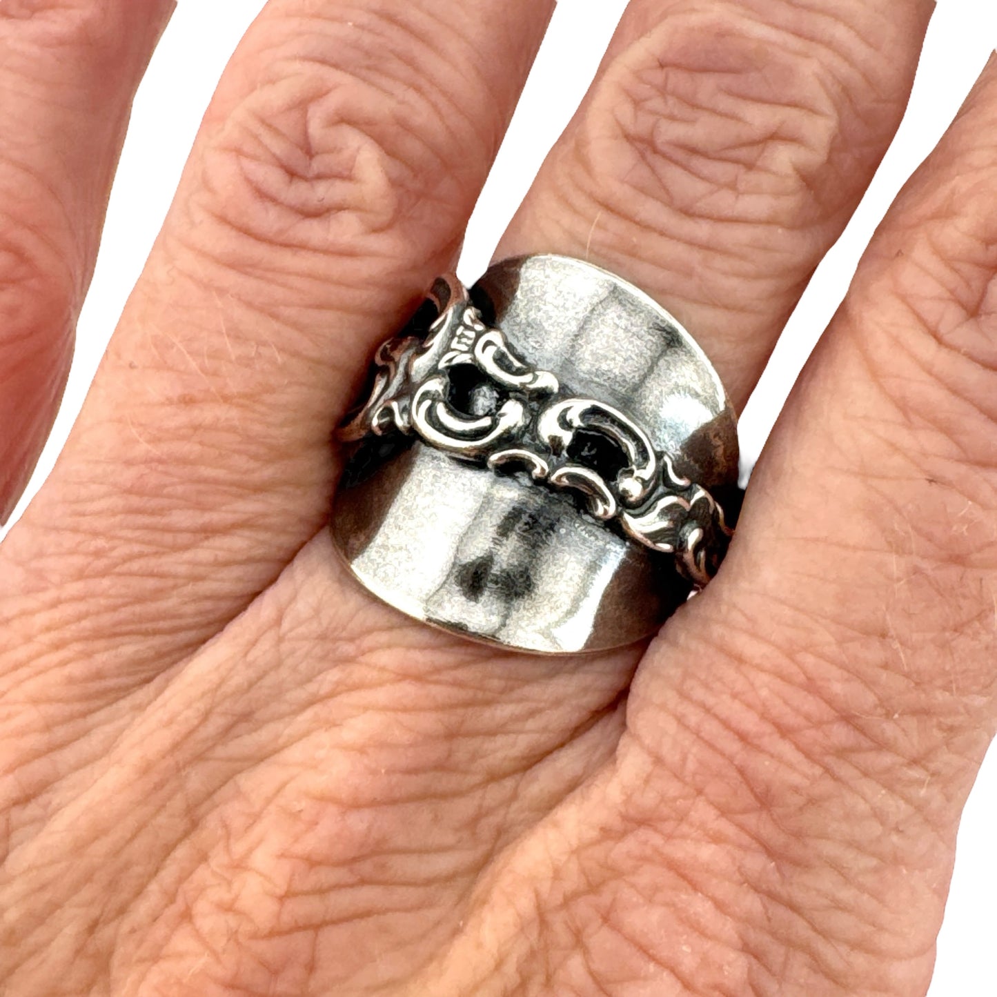 Oxidised Silver Scandinavian Spoon Ring