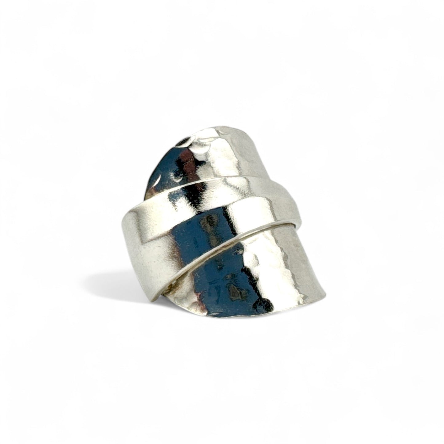 Sterling Silver Hammer-Texture Spoon Ring