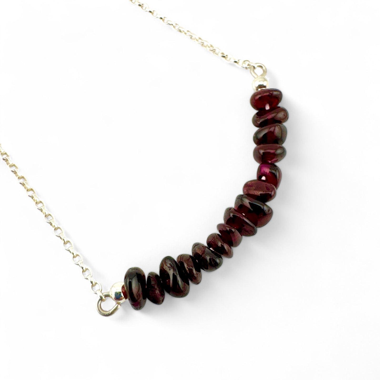 January Garnet Birthstone Bar Necklace