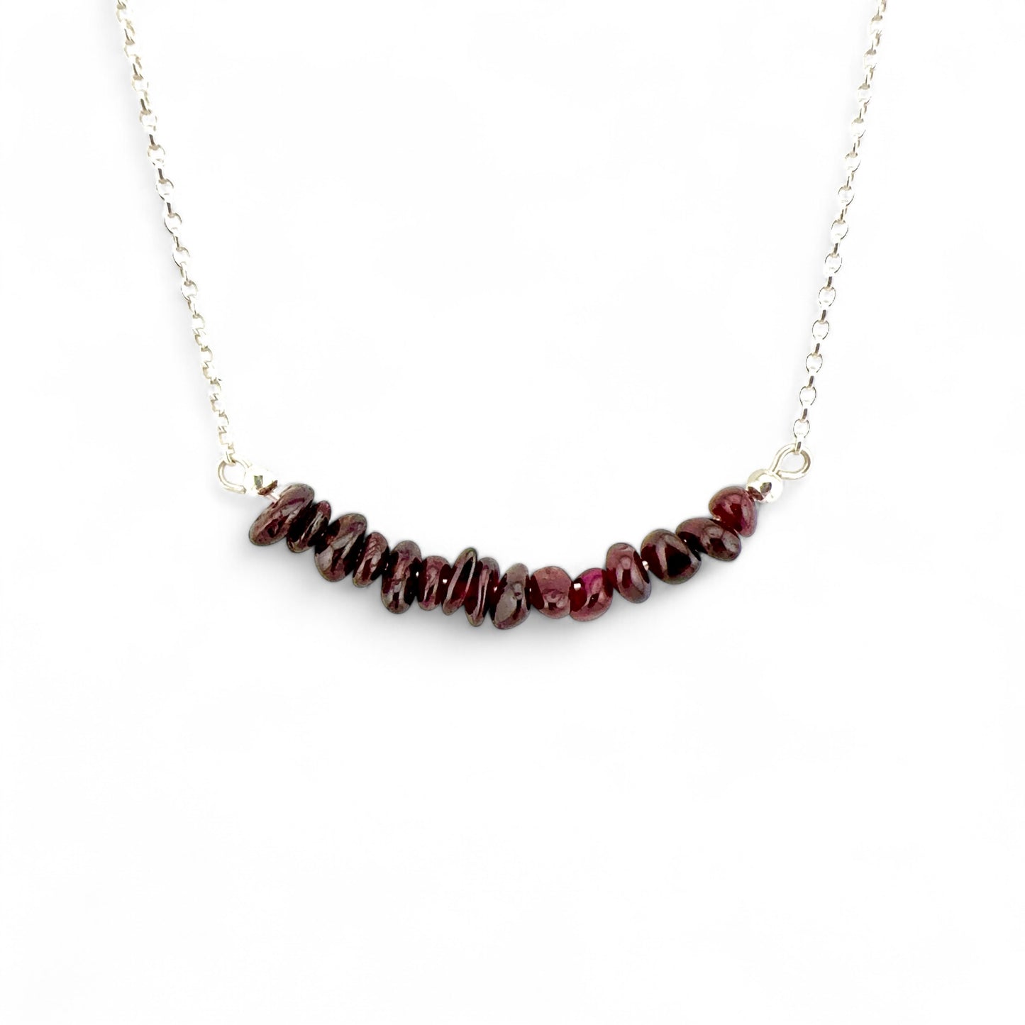 January Garnet Birthstone Bar Necklace