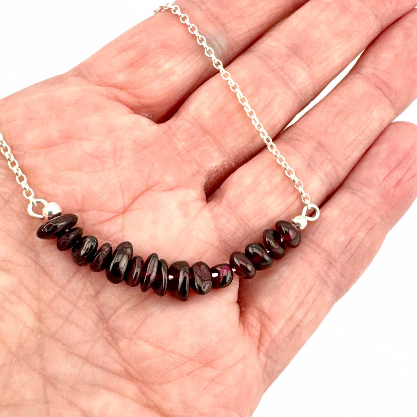 January Garnet Birthstone Bar Necklace