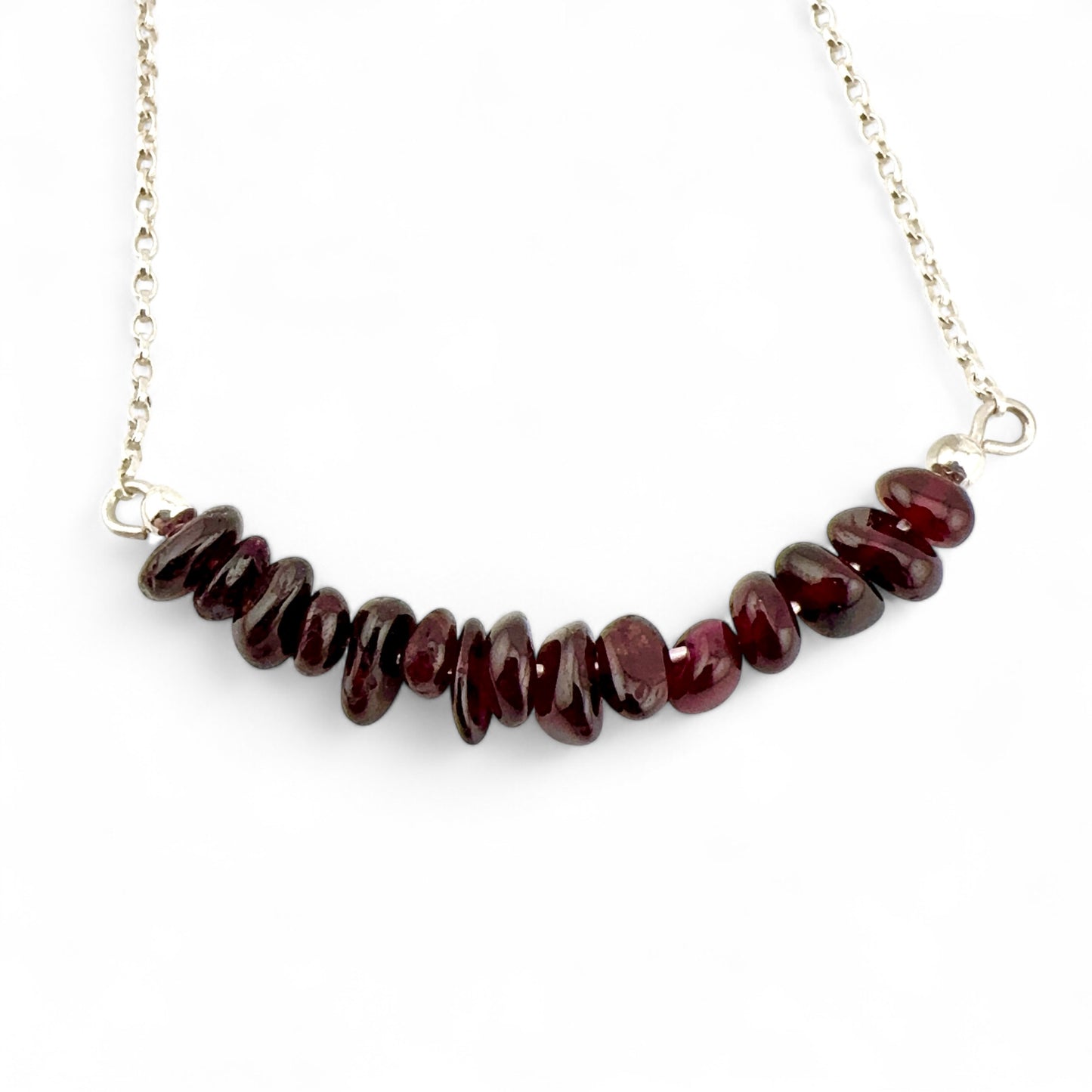 January Garnet Birthstone Bar Necklace