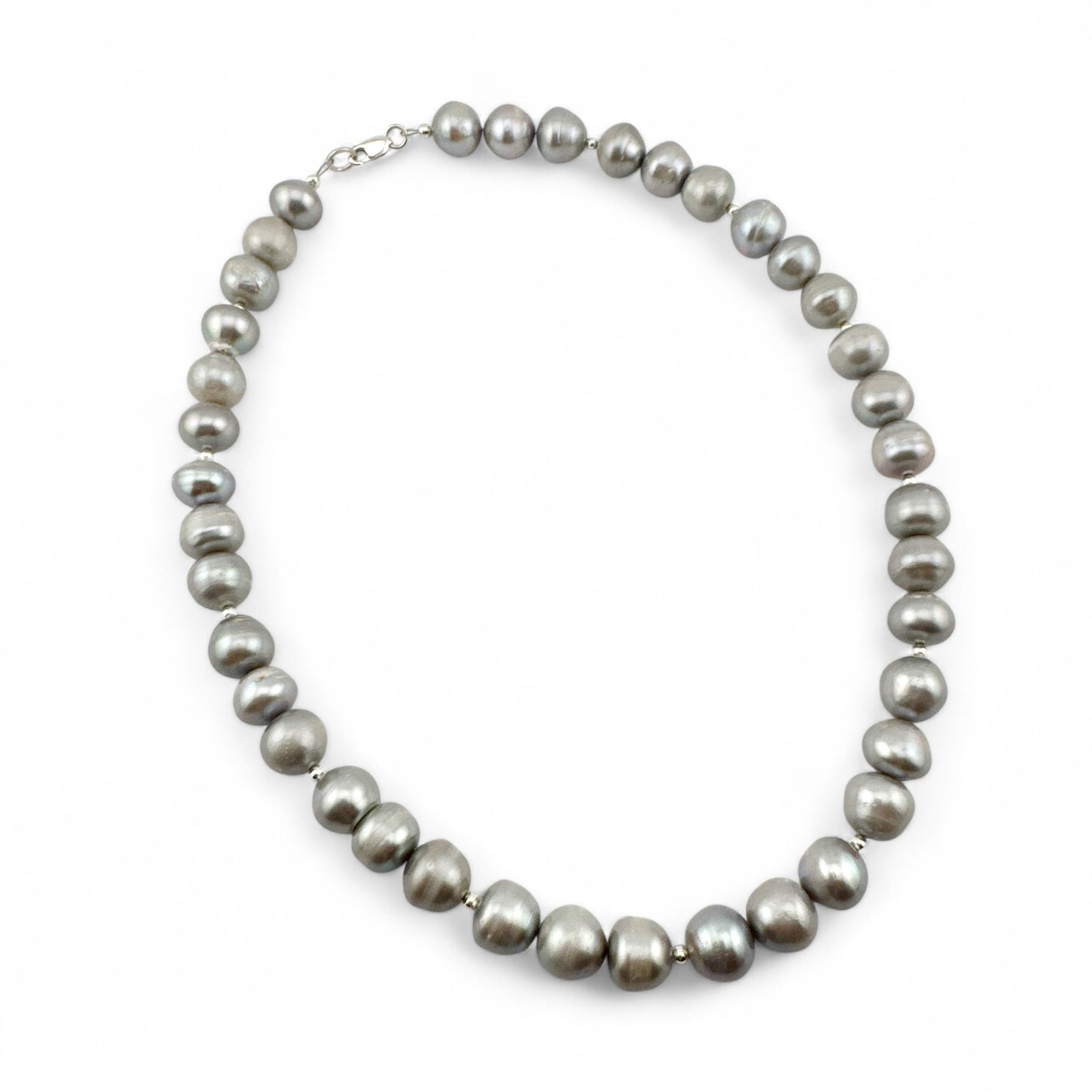 Grey Baroque Cultured Pearl Necklace - Collar Length