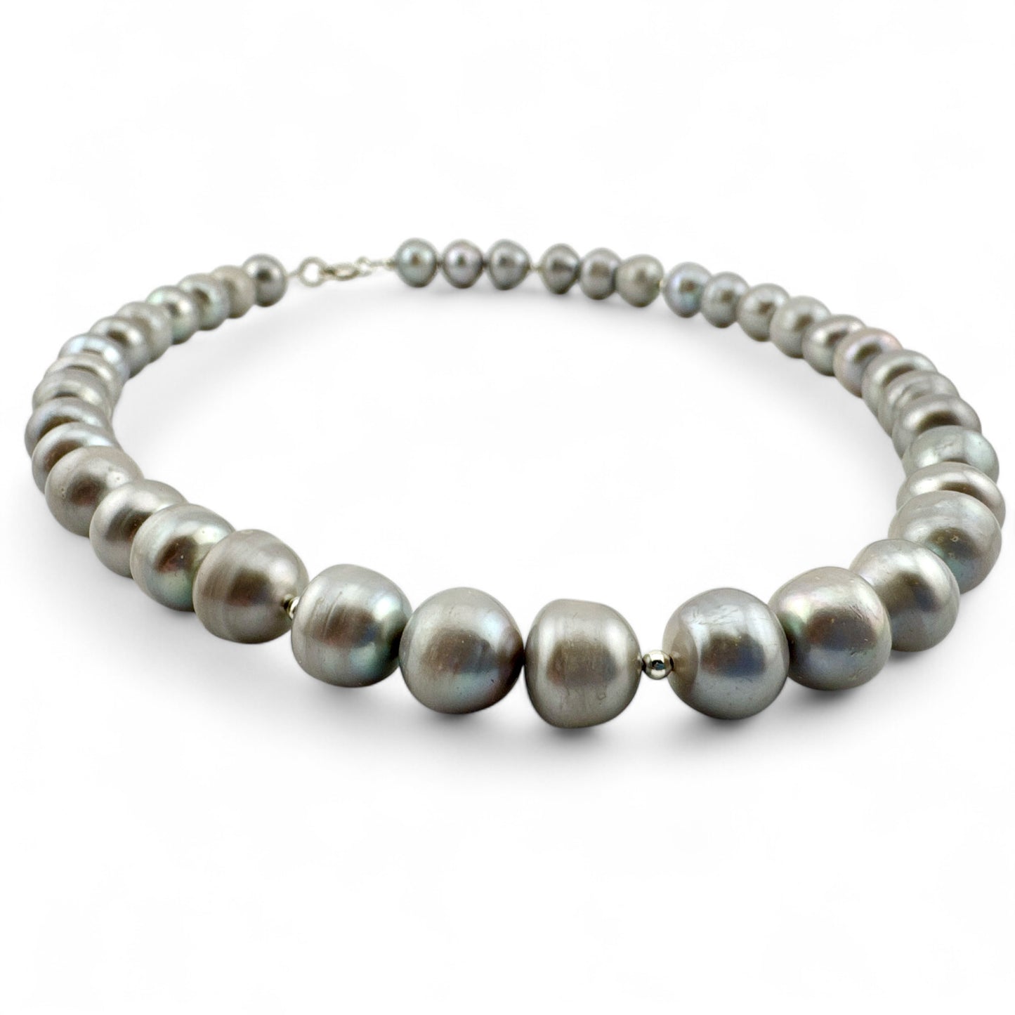 Grey Baroque Cultured Pearl Necklace - Collar Length