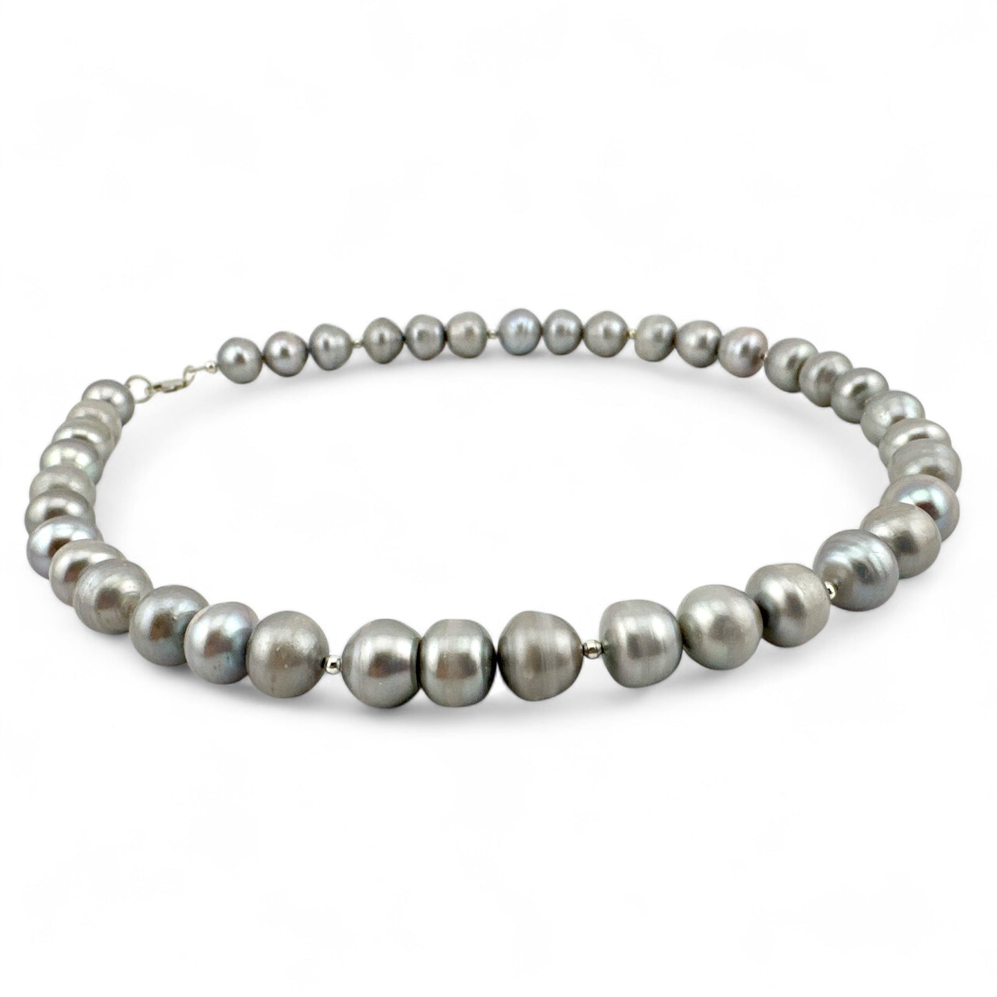 Grey Baroque Cultured Pearl Necklace - Collar Length