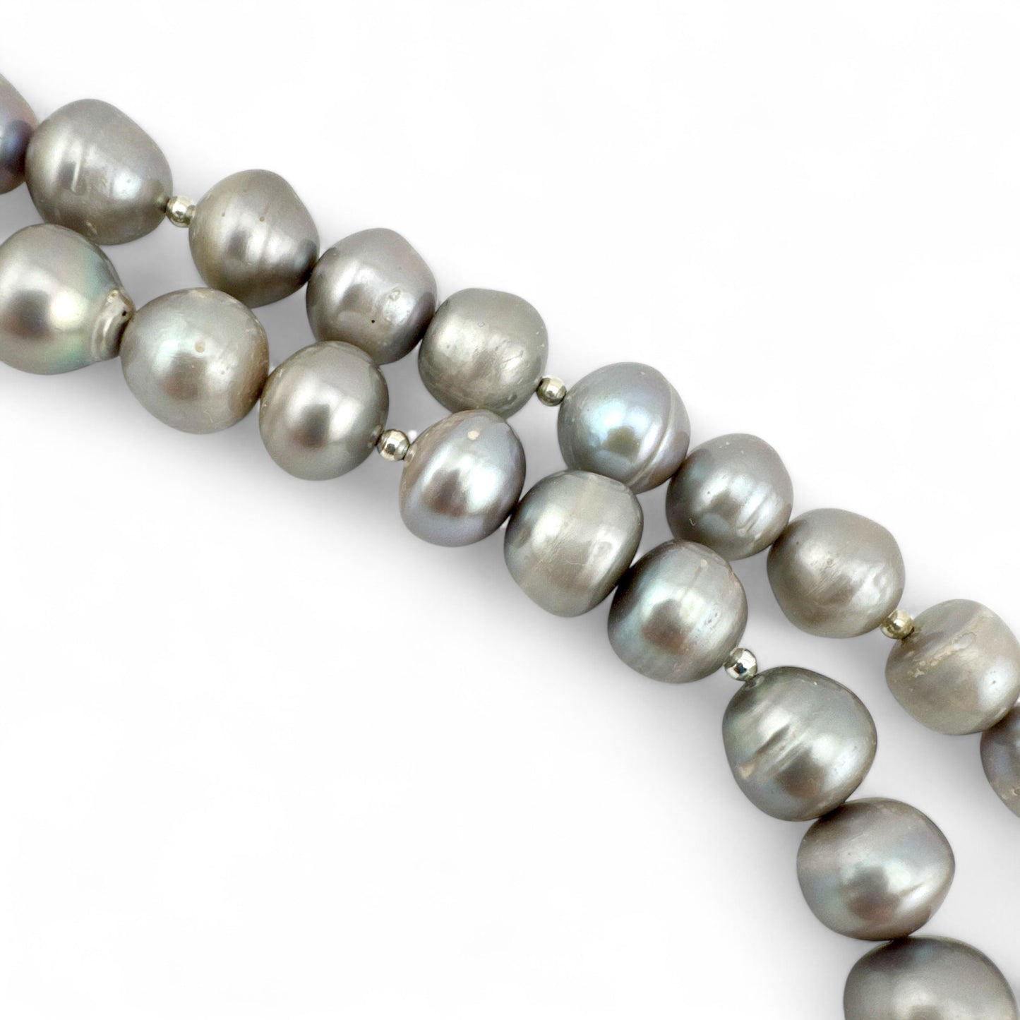 Grey Baroque Cultured Pearl Necklace - Collar Length