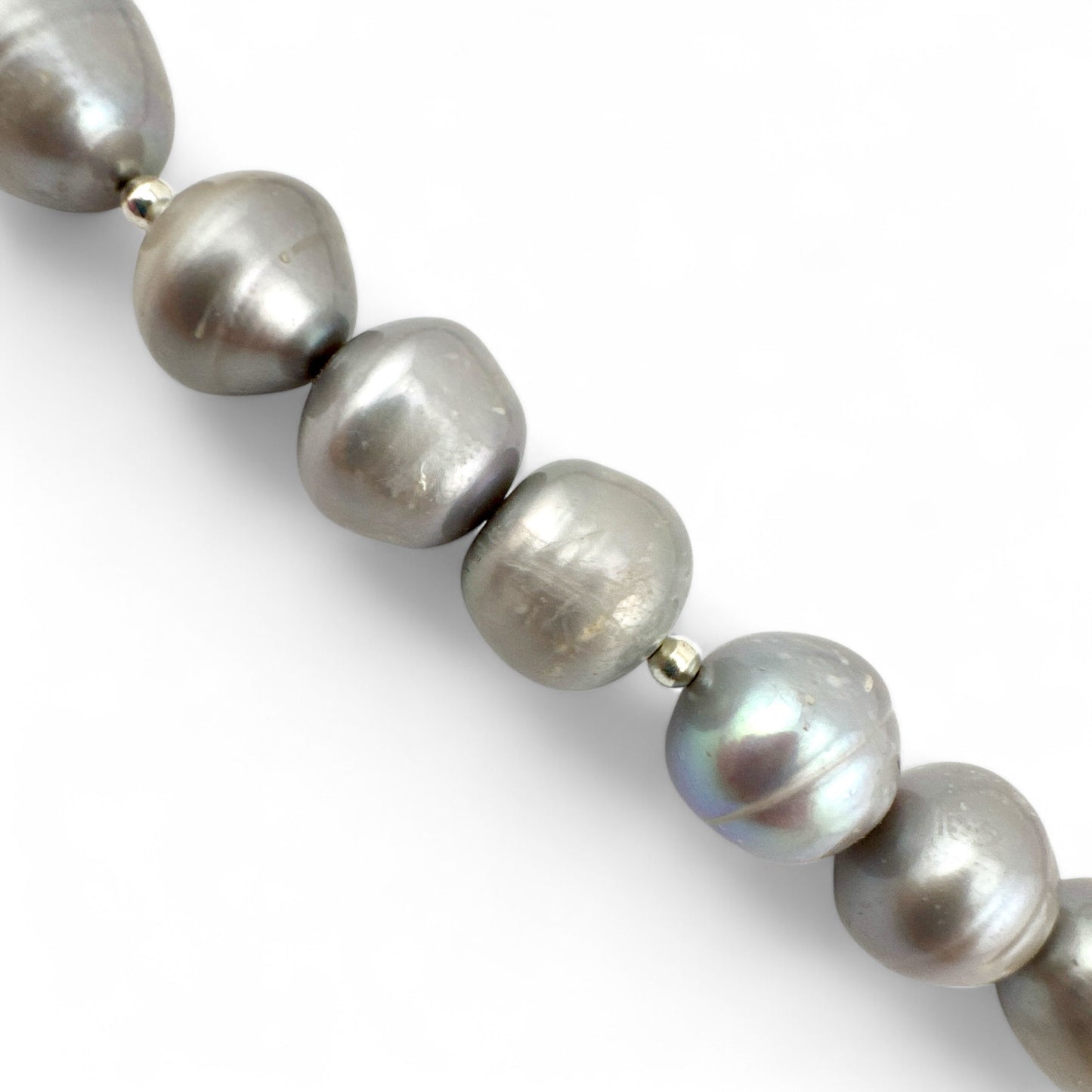 Grey Baroque Cultured Pearl Necklace - Collar Length