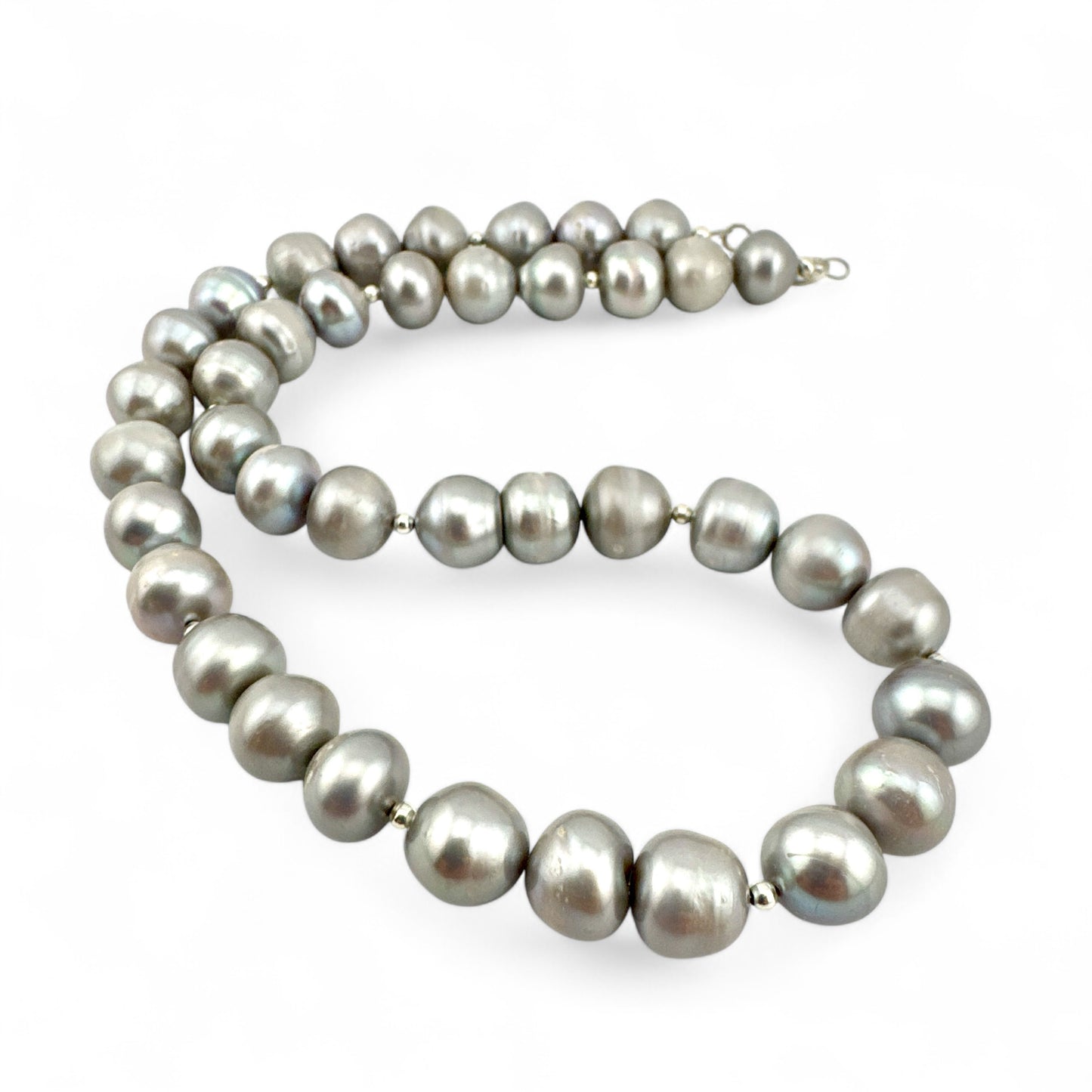 Grey Baroque Cultured Pearl Necklace - Collar Length