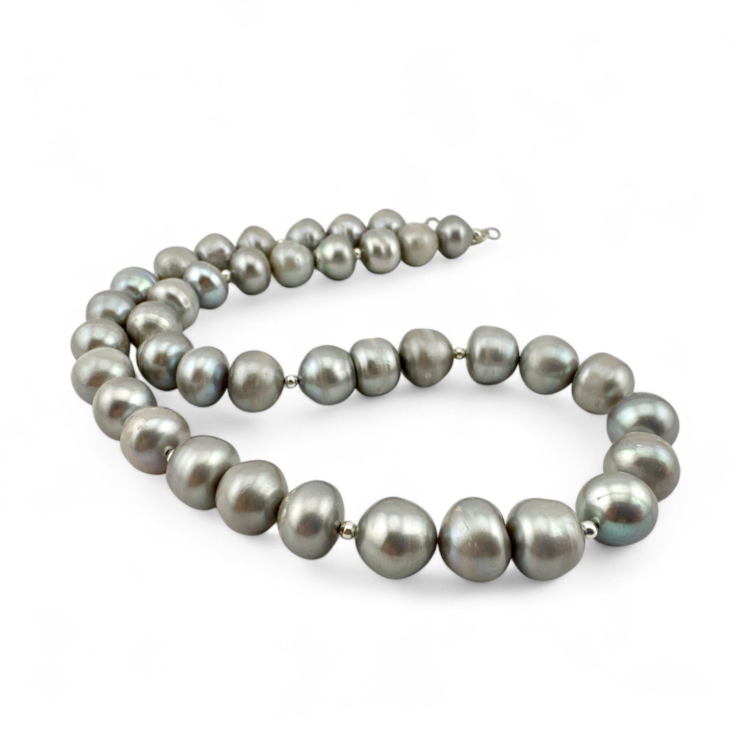 Grey Baroque Cultured Pearl Necklace - Collar Length