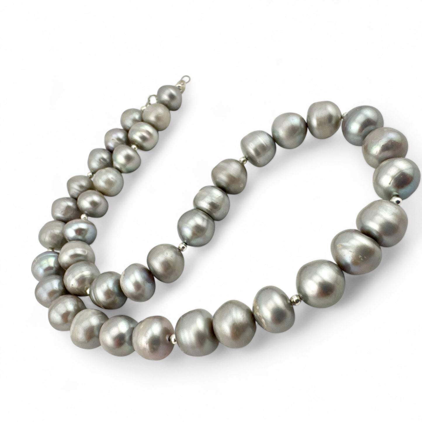 Grey Baroque Cultured Pearl Necklace - Collar Length