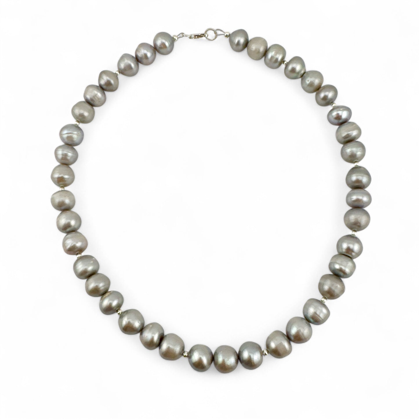 Grey Baroque Cultured Pearl Necklace - Collar Length