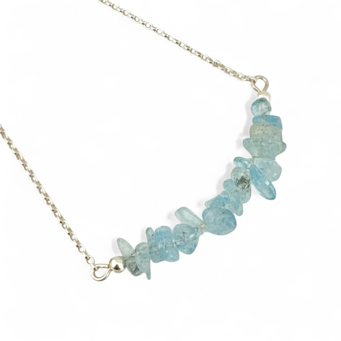 March Aquamarine Birthstone Bar Necklace