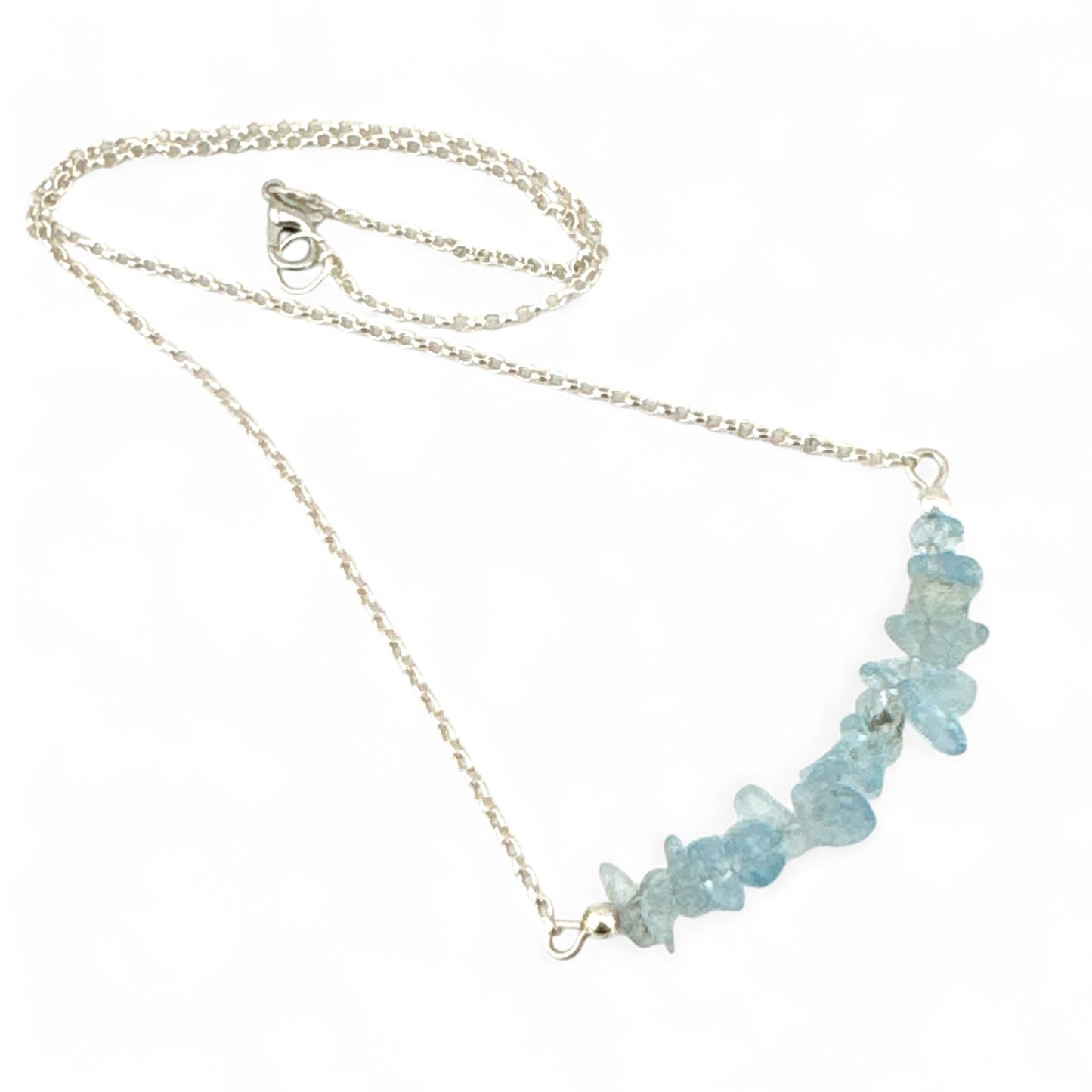 March Aquamarine Birthstone Bar Necklace