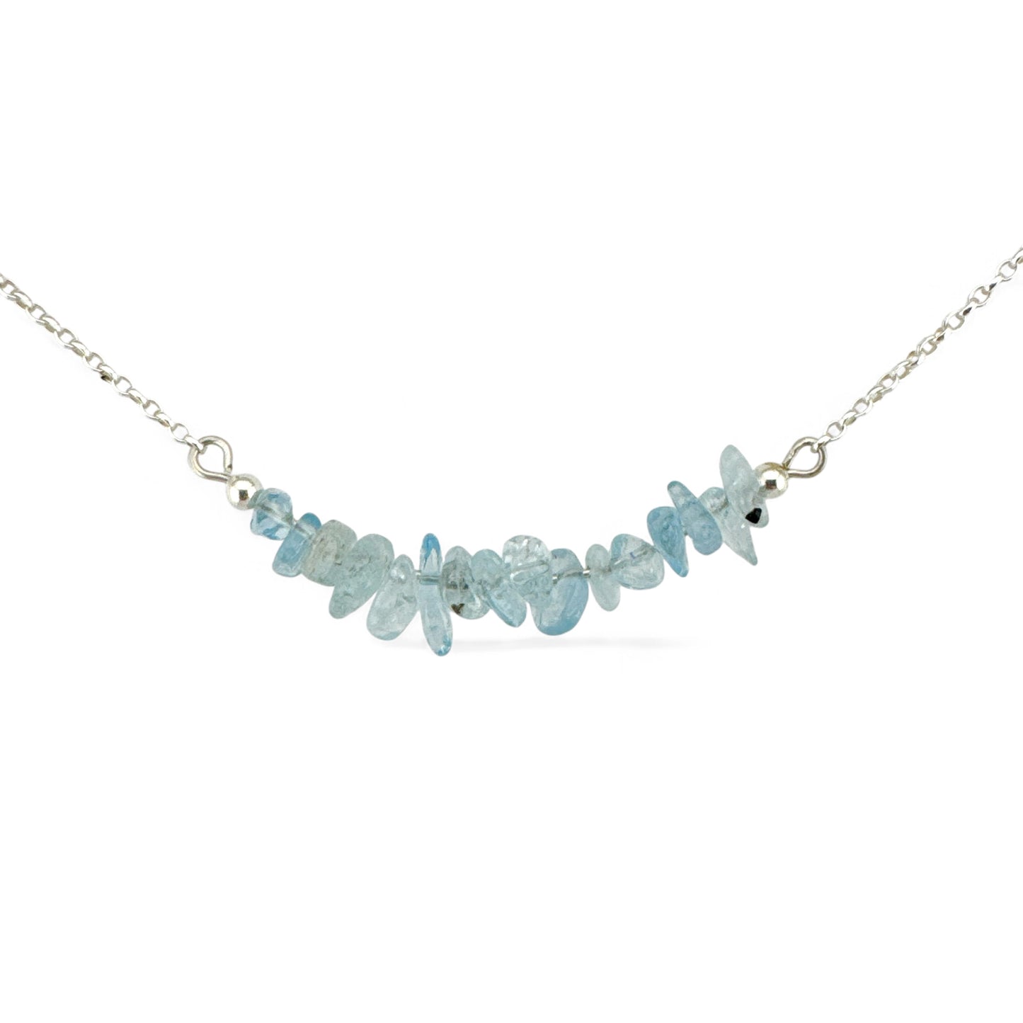 March Aquamarine Birthstone Bar Necklace