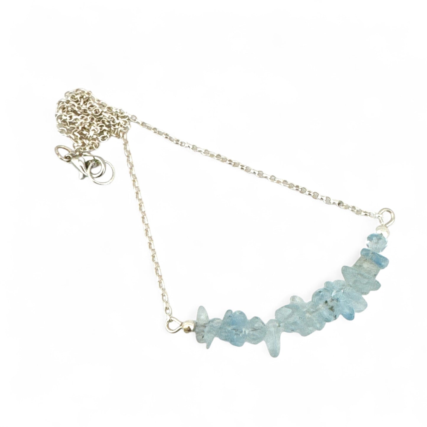 March Aquamarine Birthstone Bar Necklace