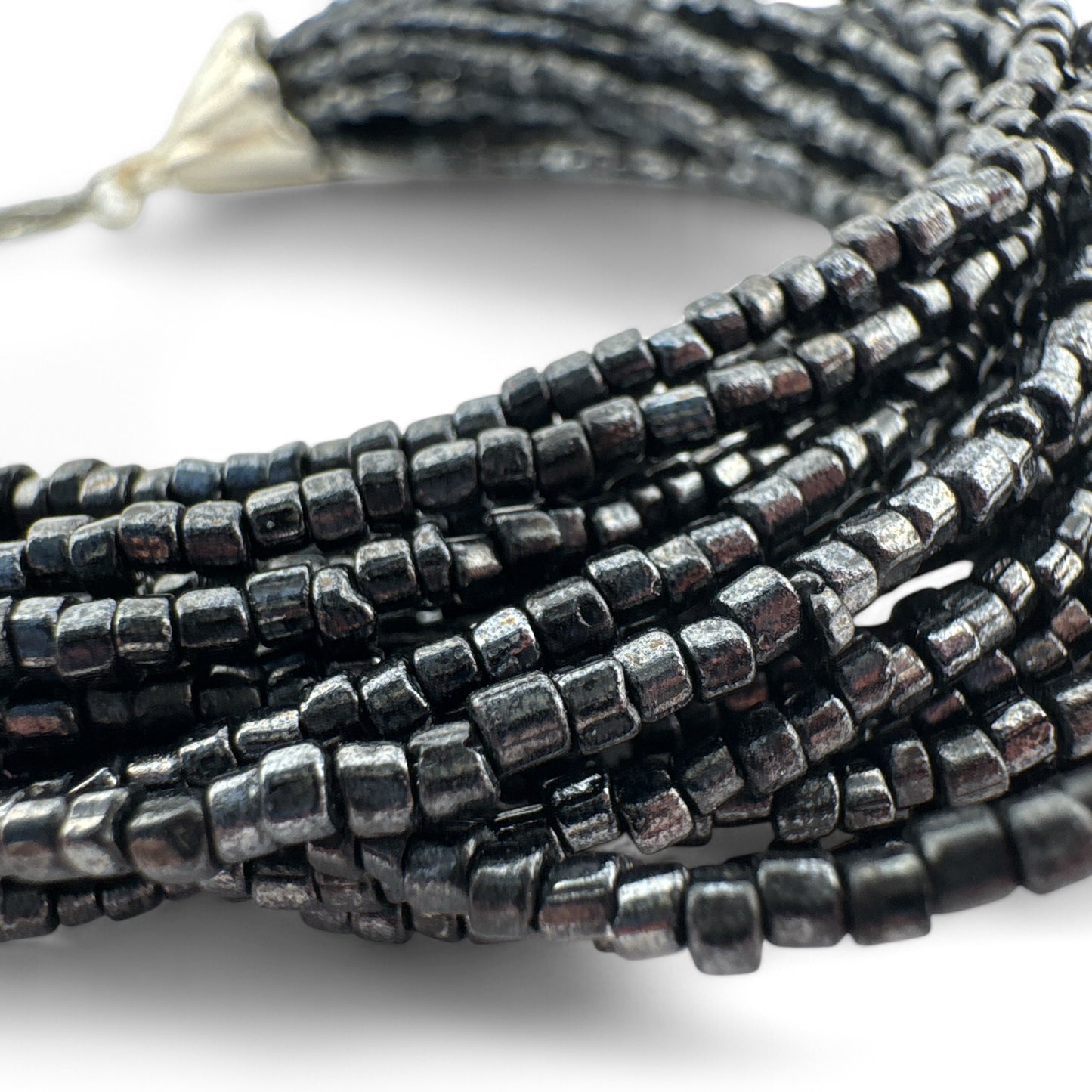 Multi-Strand Black Bead Bracelet - Handmade from Vintage Glass Beads