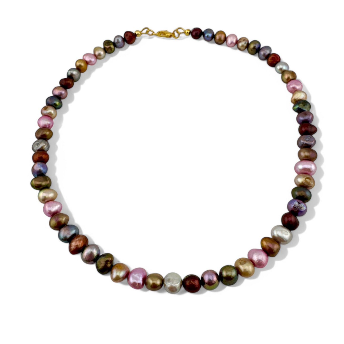Pink & Purple Toned Baroque Cultured Freshwater Pearl Necklace - Collar Length