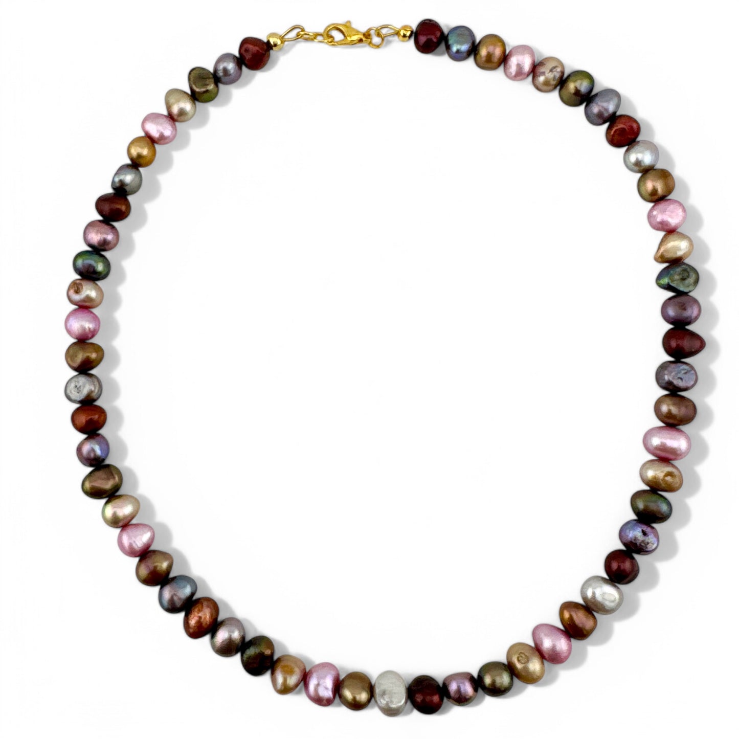 Pink & Purple Toned Baroque Cultured Freshwater Pearl Necklace - Collar Length
