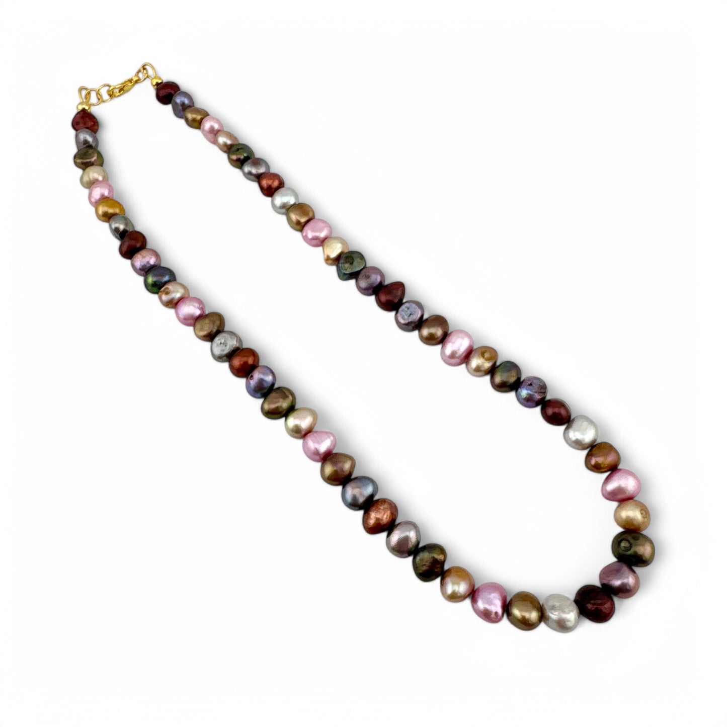 Pink & Purple Toned Baroque Cultured Freshwater Pearl Necklace - Collar Length