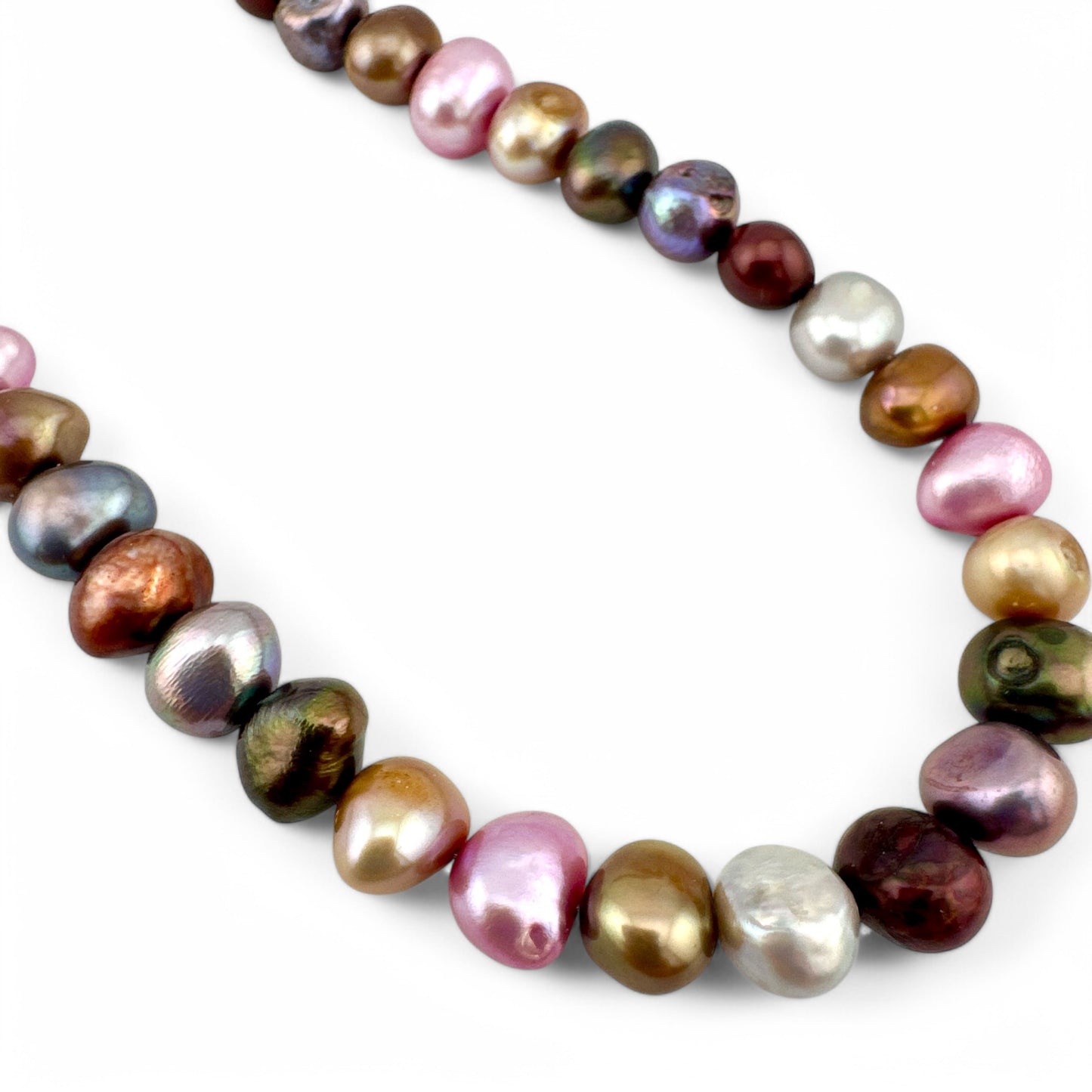 Pink & Purple Toned Baroque Cultured Freshwater Pearl Necklace - Collar Length
