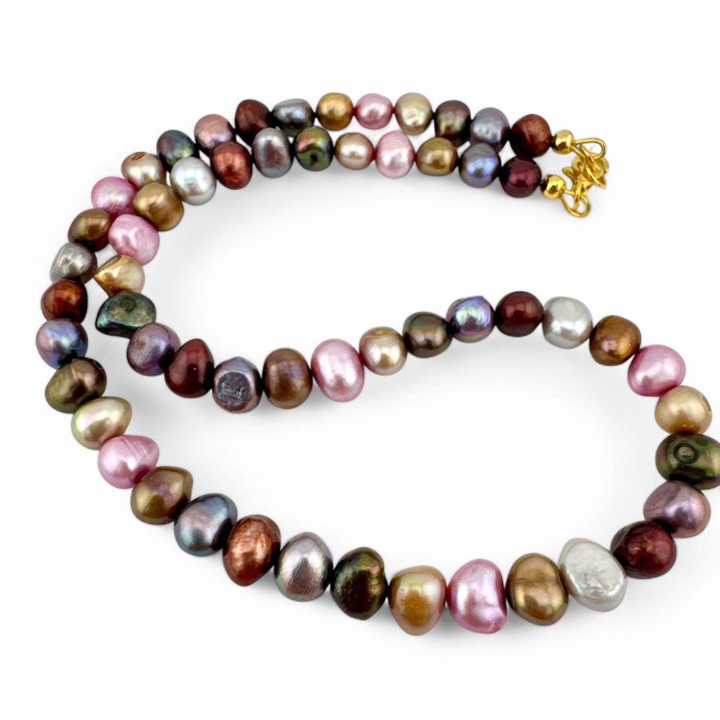 Pink & Purple Toned Baroque Cultured Freshwater Pearl Necklace - Collar Length