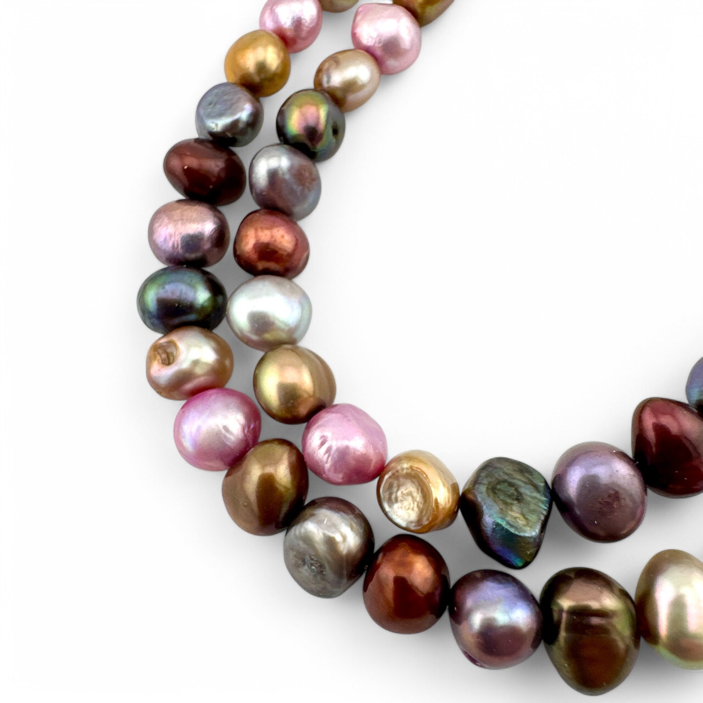 Pink & Purple Toned Baroque Cultured Freshwater Pearl Necklace - Collar Length