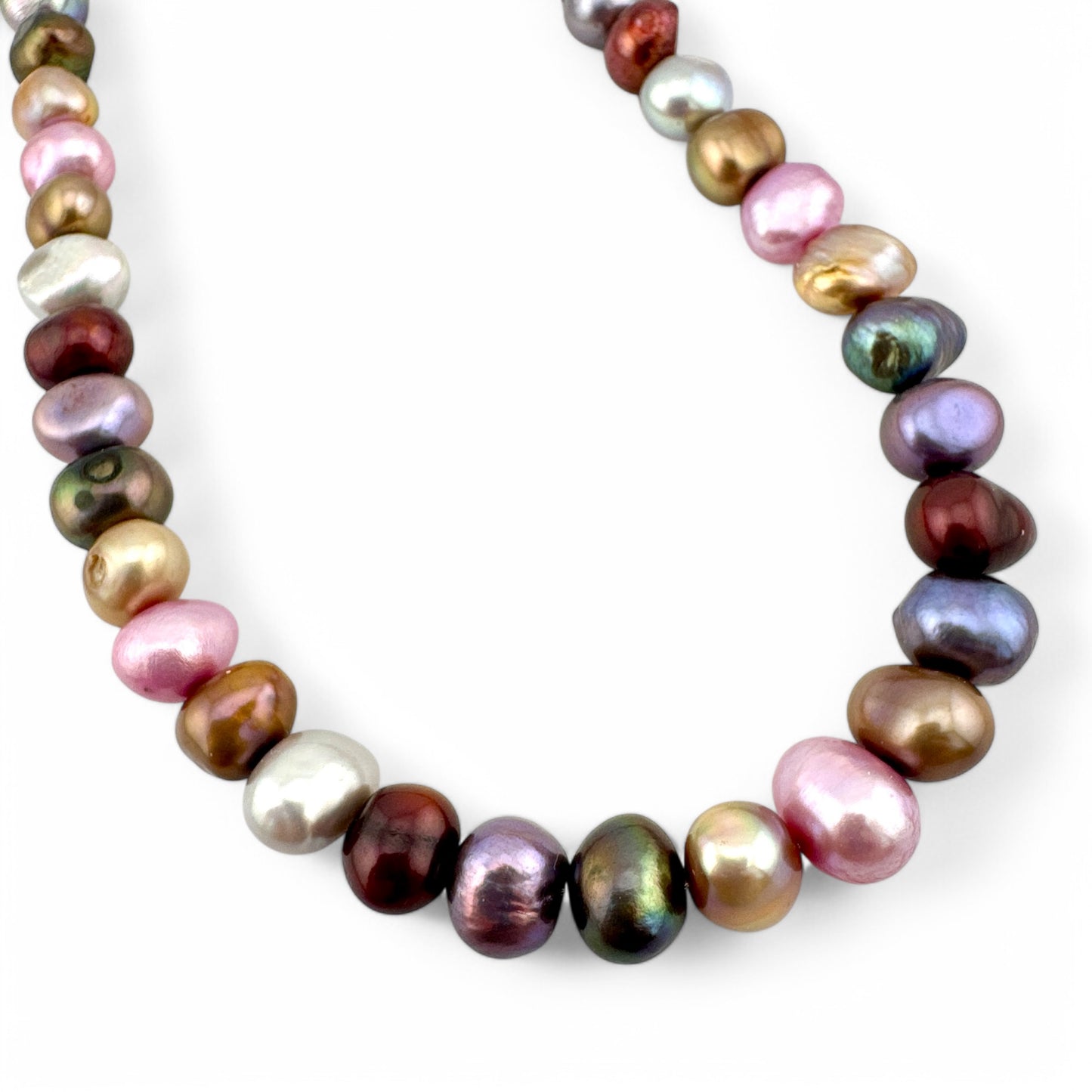 Pink & Purple Toned Baroque Cultured Freshwater Pearl Necklace - Collar Length