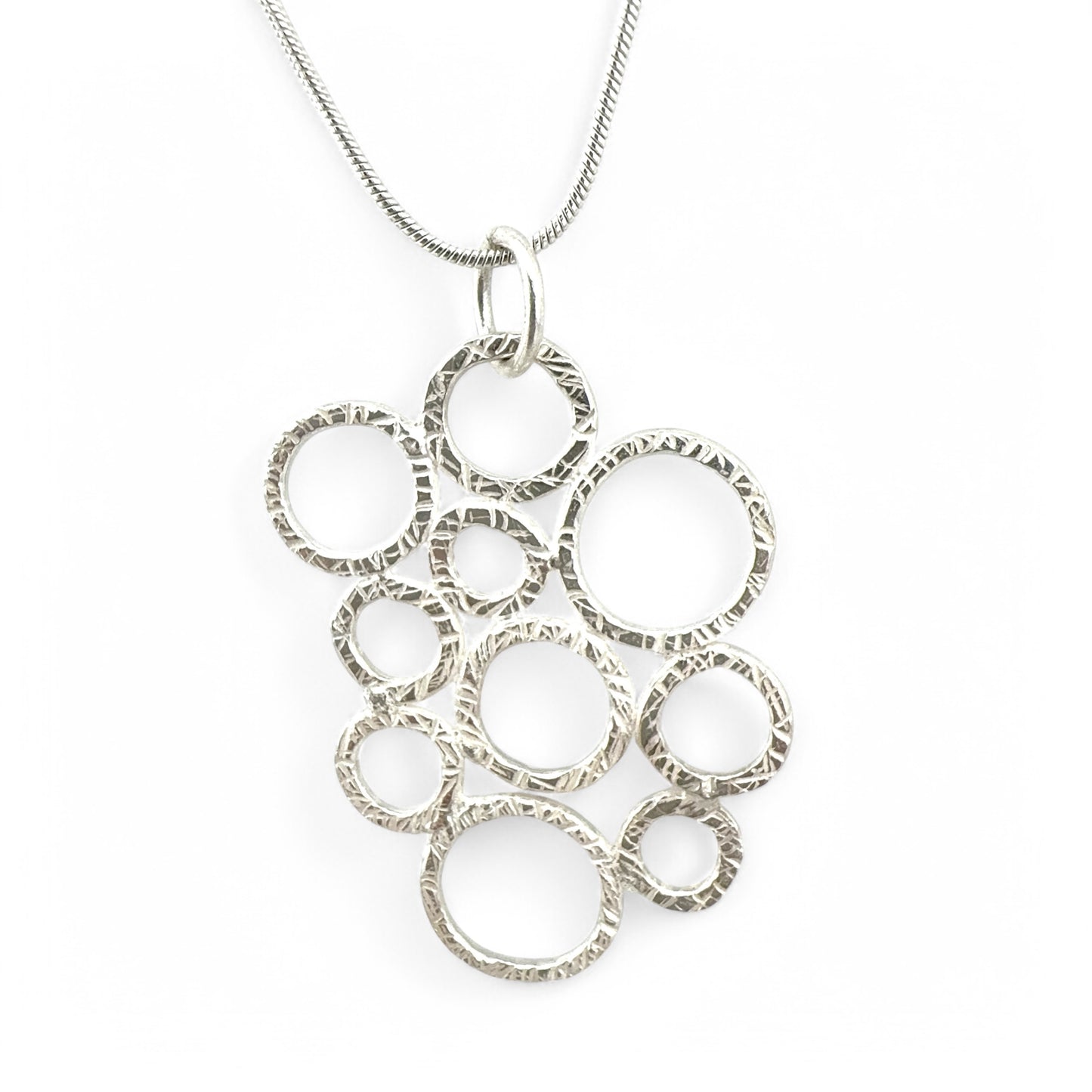 Modern Sterling Silver Circle Pendant Necklace