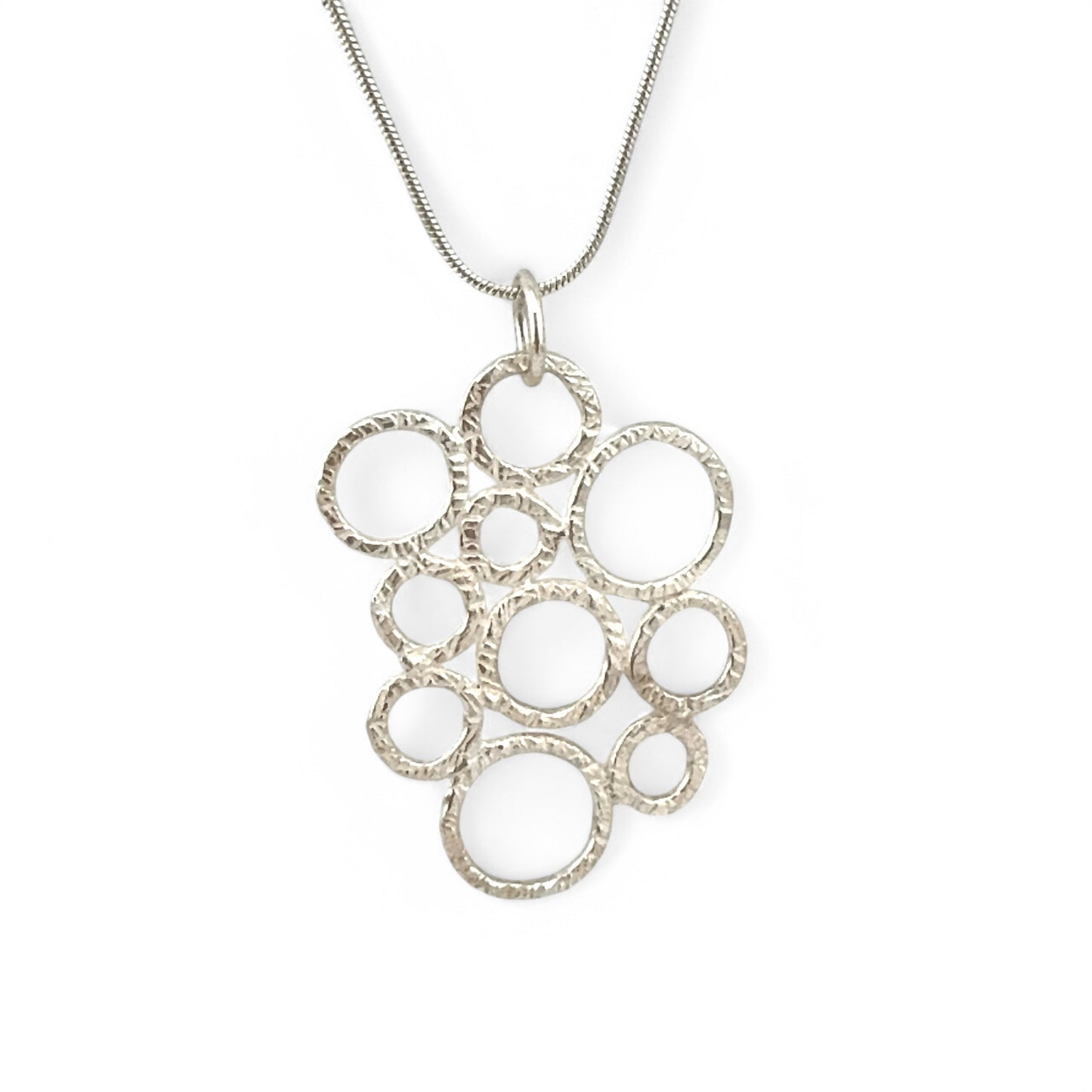 Modern Sterling Silver Circle Pendant Necklace