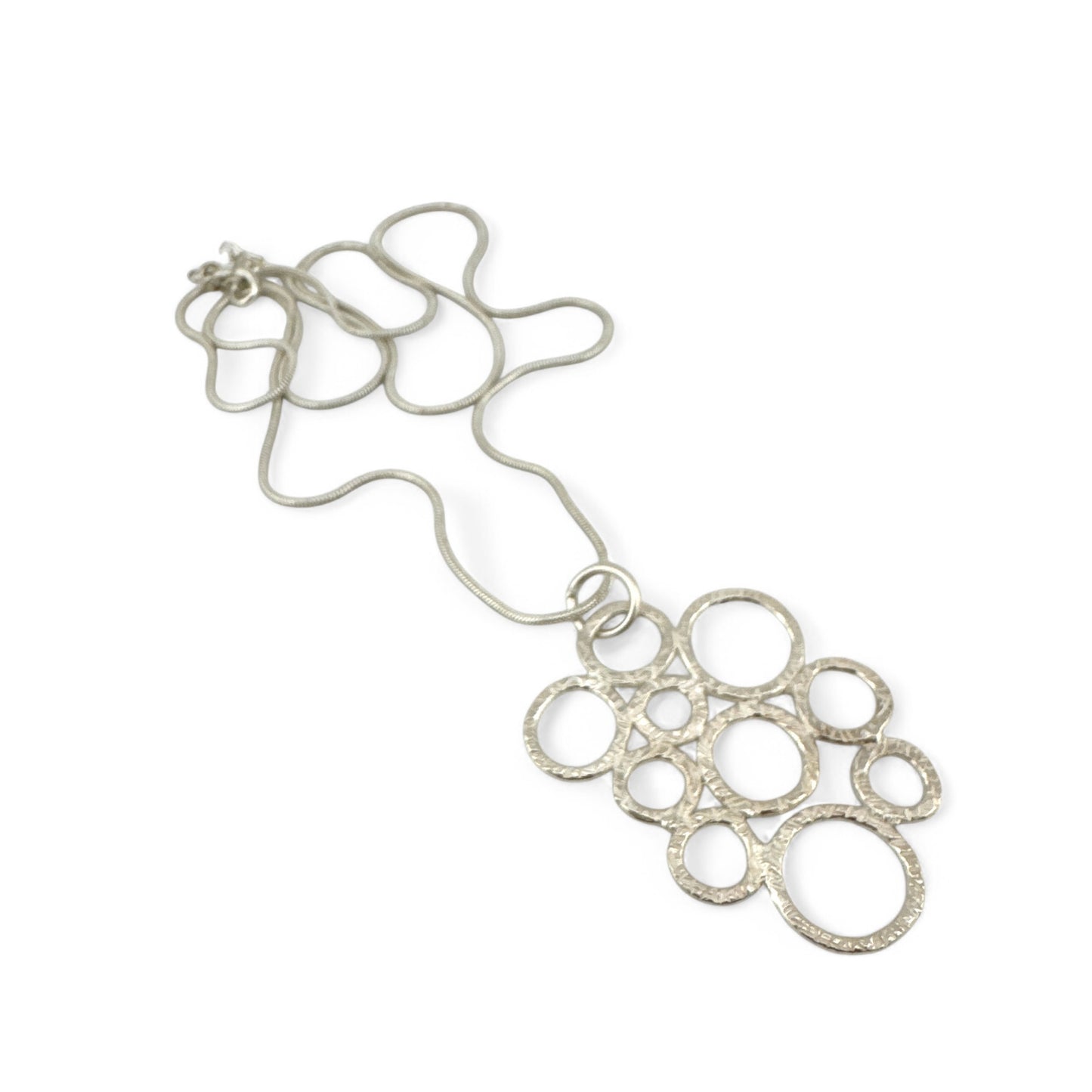 Modern Sterling Silver Circle Pendant Necklace