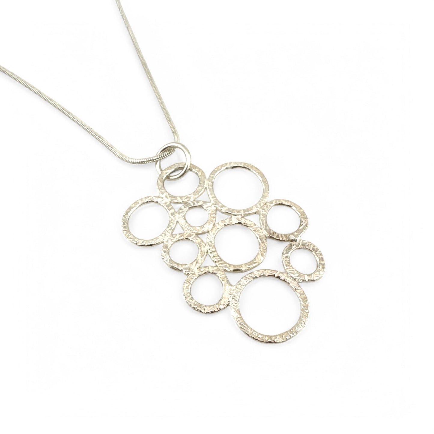 Modern Sterling Silver Circle Pendant Necklace
