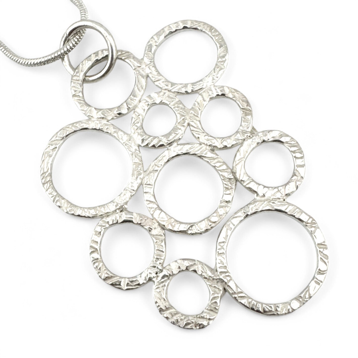 Modern Sterling Silver Circle Pendant Necklace