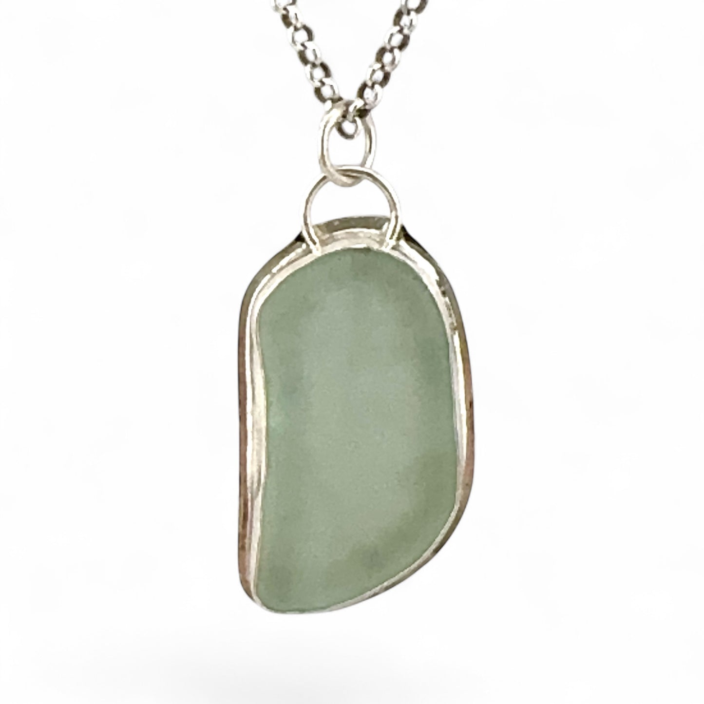 Seafoam Seaglass Sterling Silver Necklace