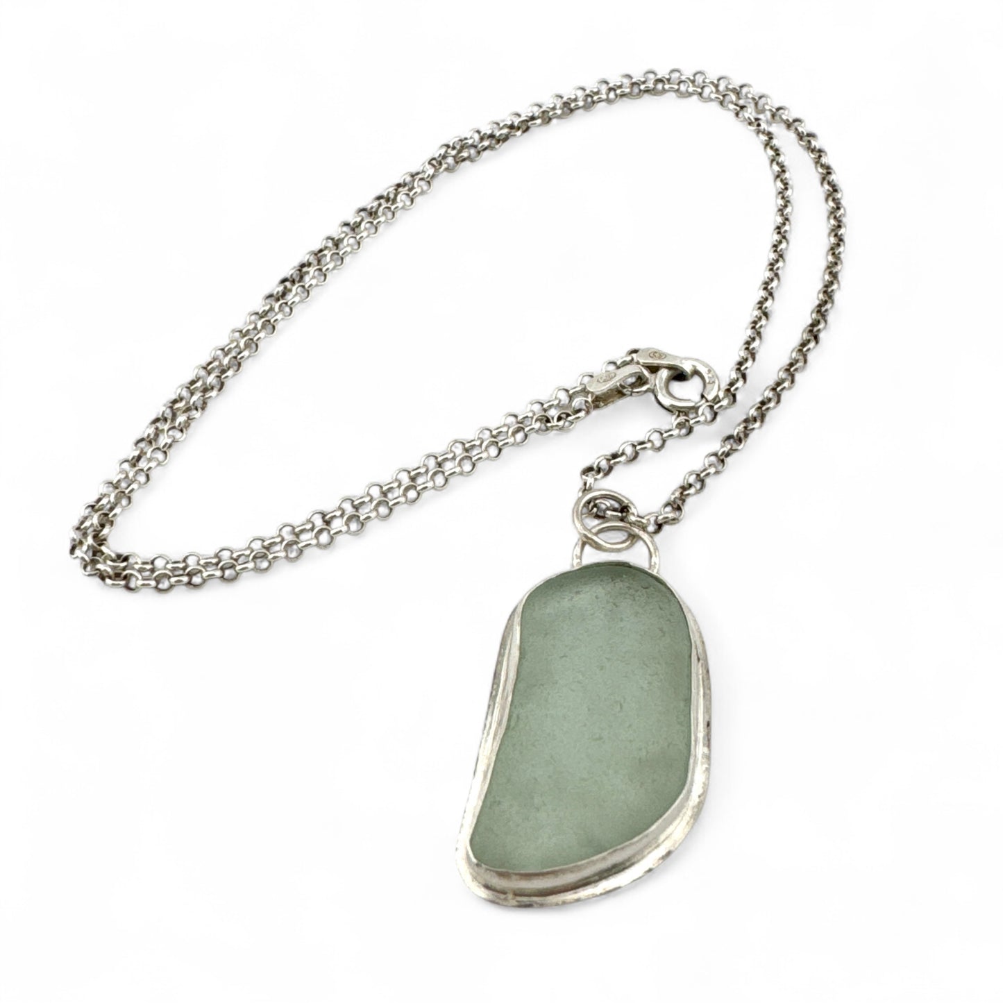 Seafoam Seaglass Sterling Silver Necklace