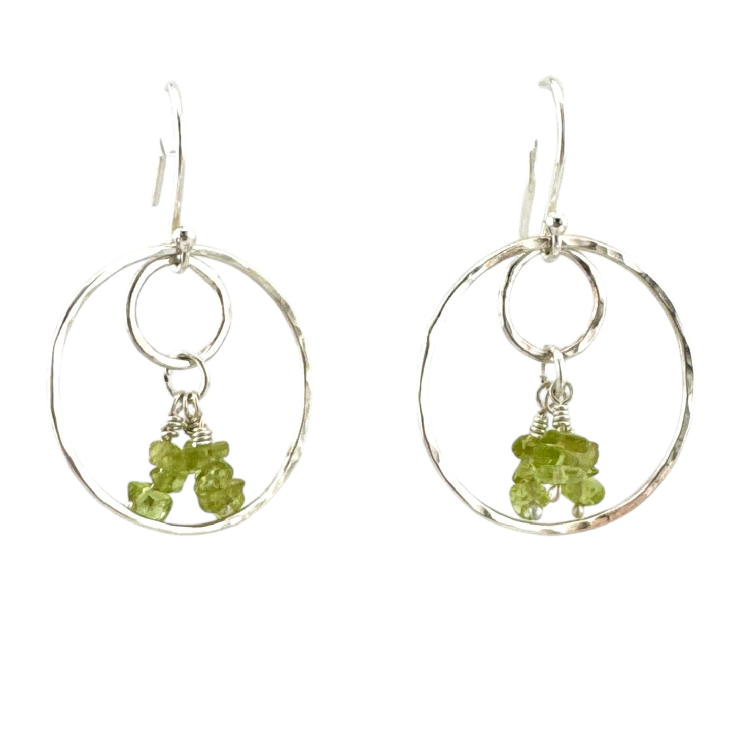 Sterling Silver and Peridot Double-Circle Earrings