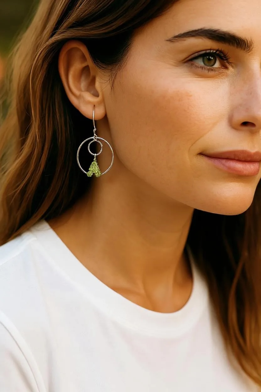 Sterling Silver and Peridot Double-Circle Earrings
