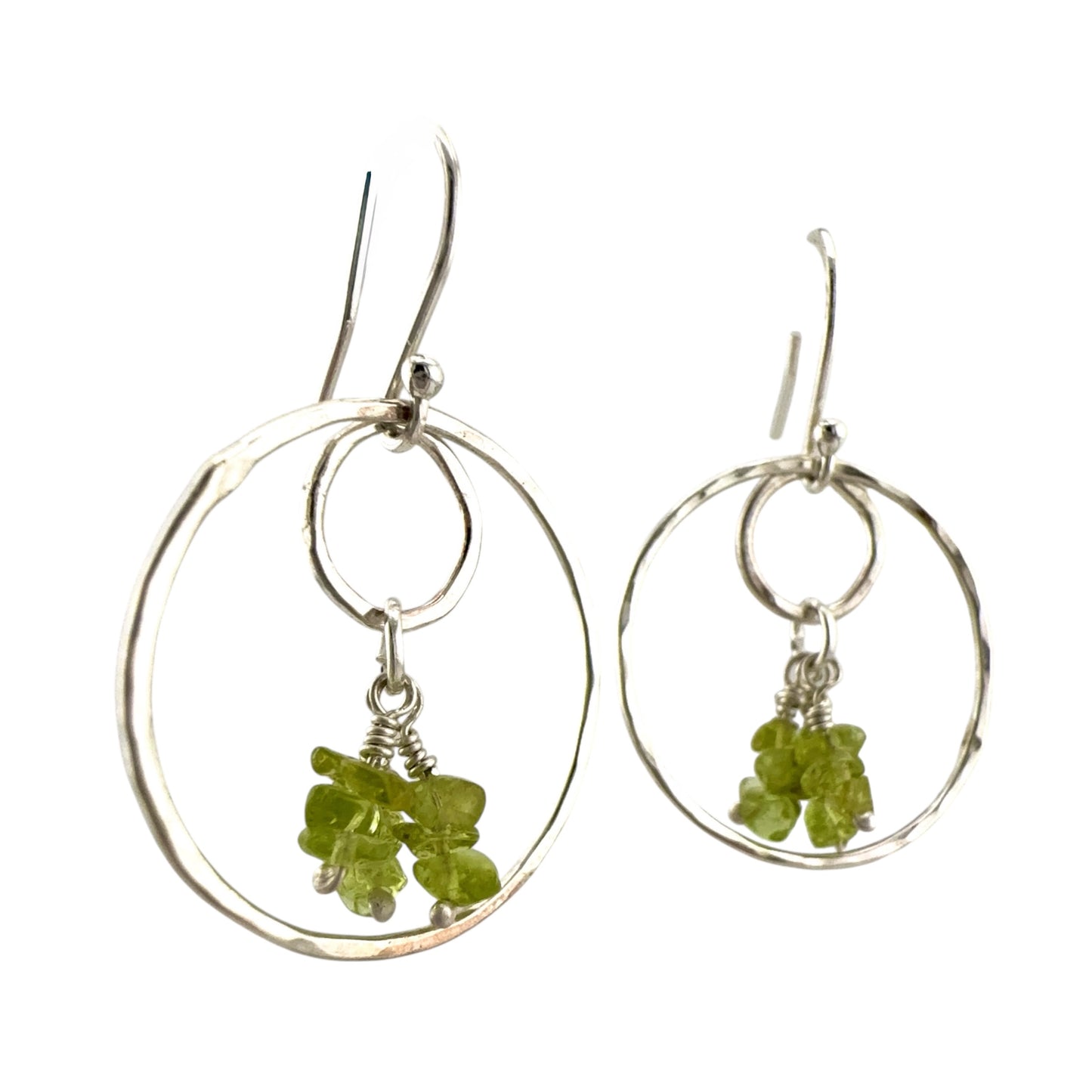 Sterling Silver and Peridot Double-Circle Earrings