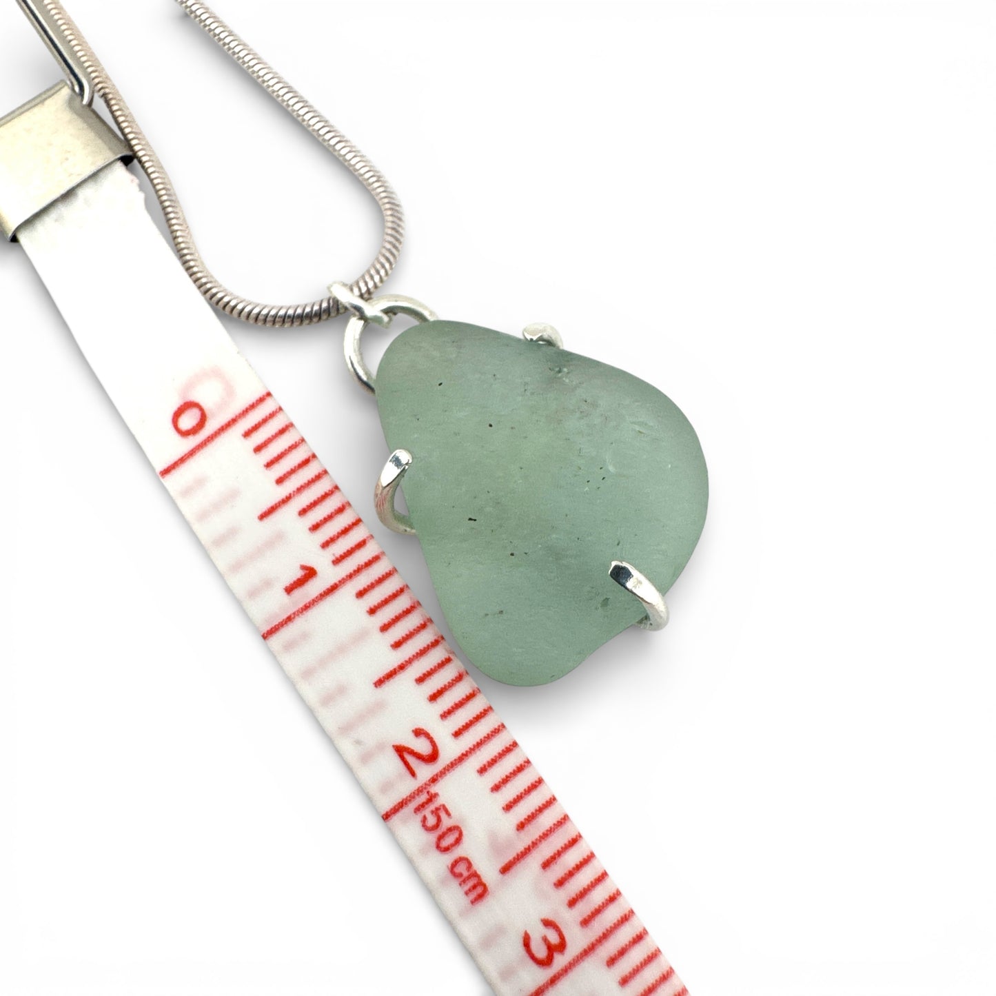 Suffolk Sea Glass Necklace – Pale Green Pendant in Recycled Sterling Silver