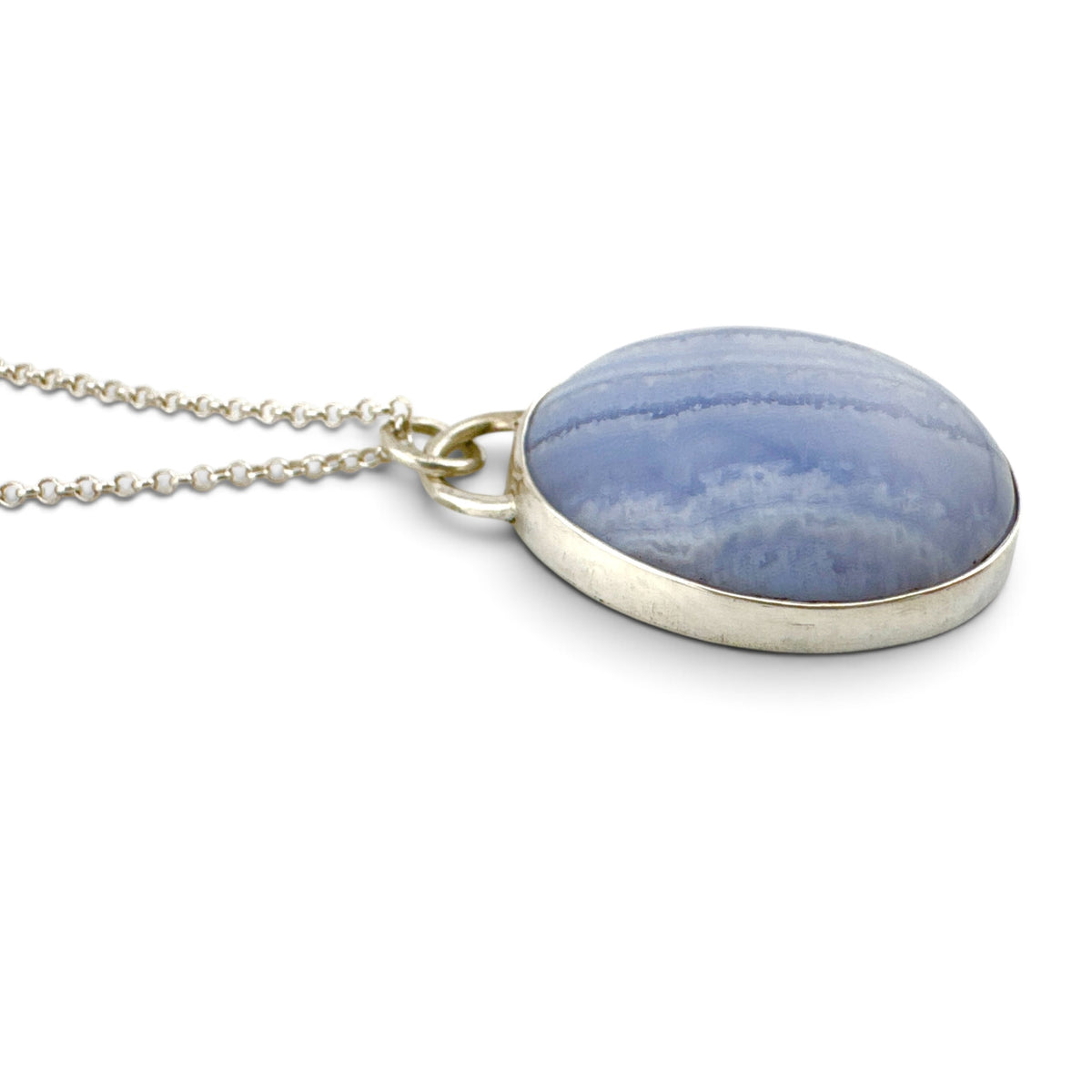 Blue Lace Agate Pendant in Recycled Sterling Silver