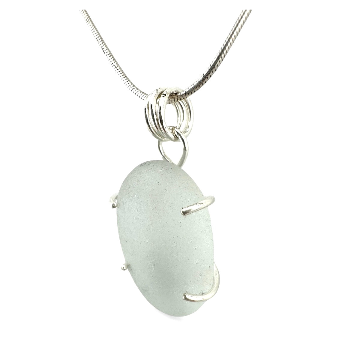 Pale Seafoam Seaglass Sterling Silver Necklace