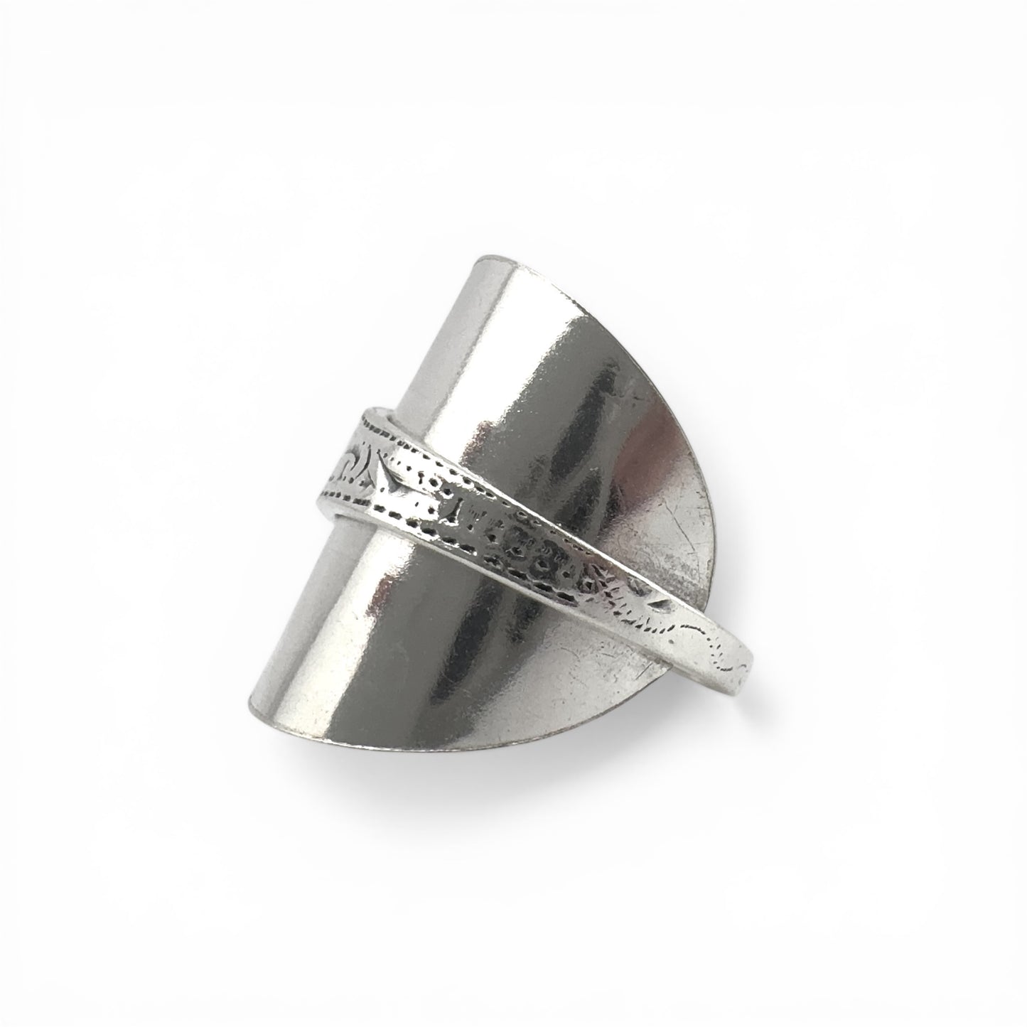 Antique 1907 Birmingham Silver Spoon Ring – Hand Engraved Sterling Silver, Hallmarked & Certified, Custom Size