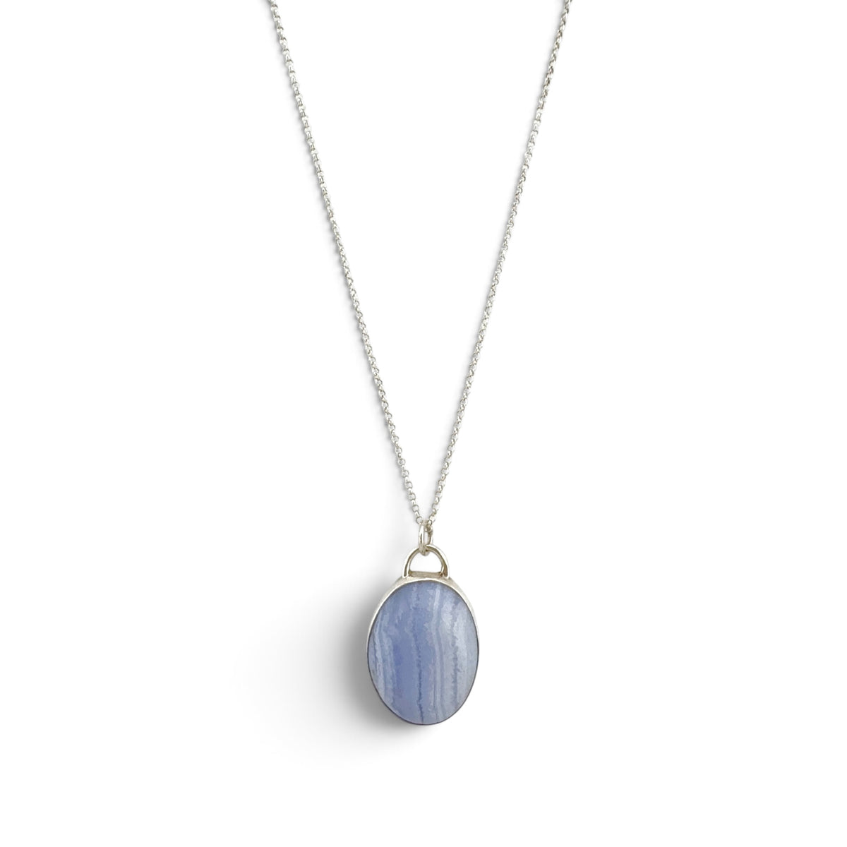 Blue Lace Agate Pendant in Recycled Sterling Silver