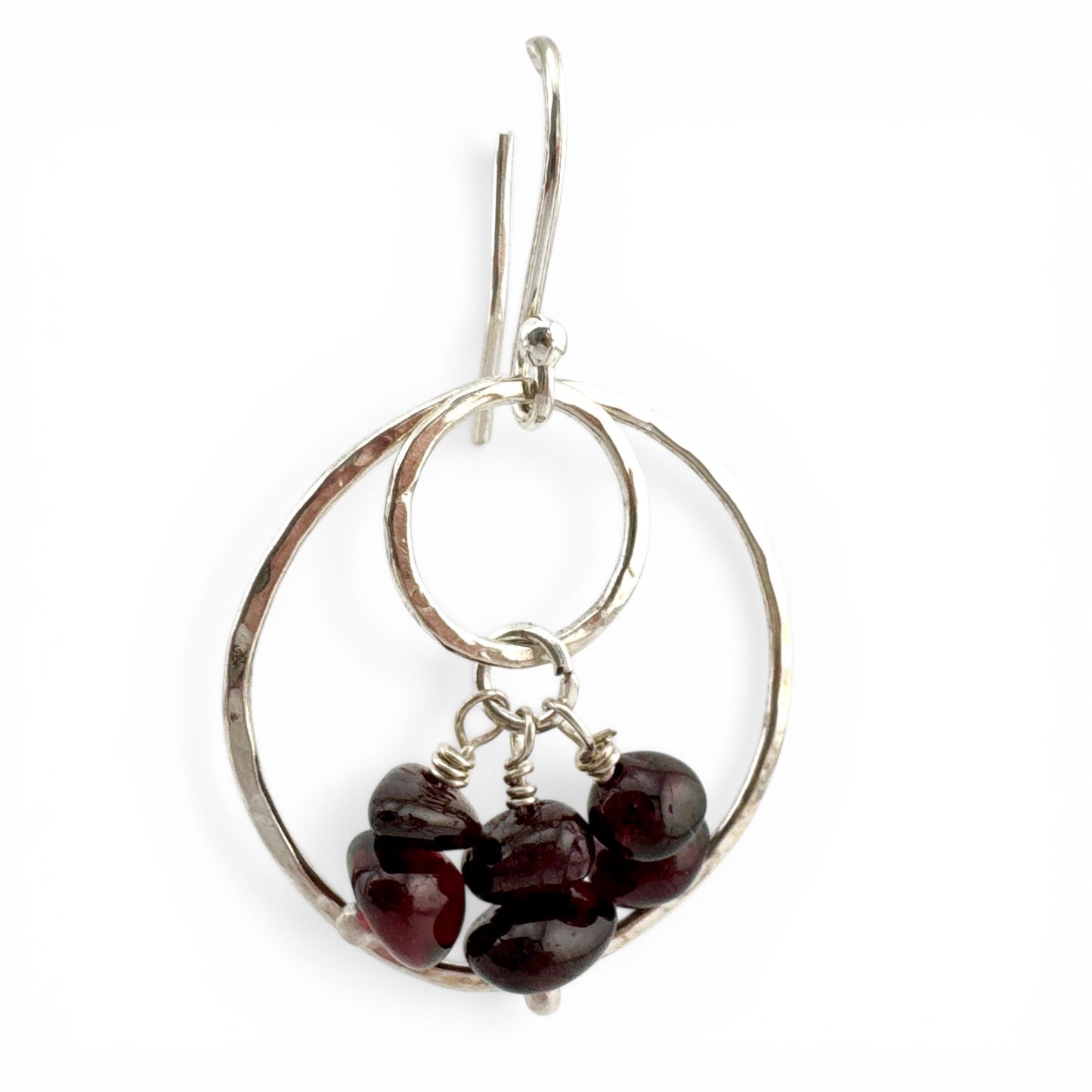 Garnet Sterling Silver Hoop Earrings – January Birthstone Gemstone Drops