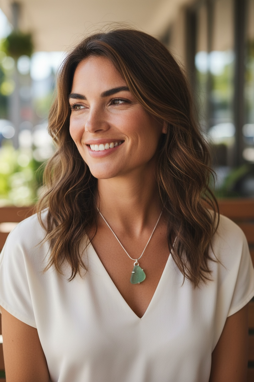 Suffolk Sea Glass Necklace – Pale Green Pendant in Recycled Sterling Silver