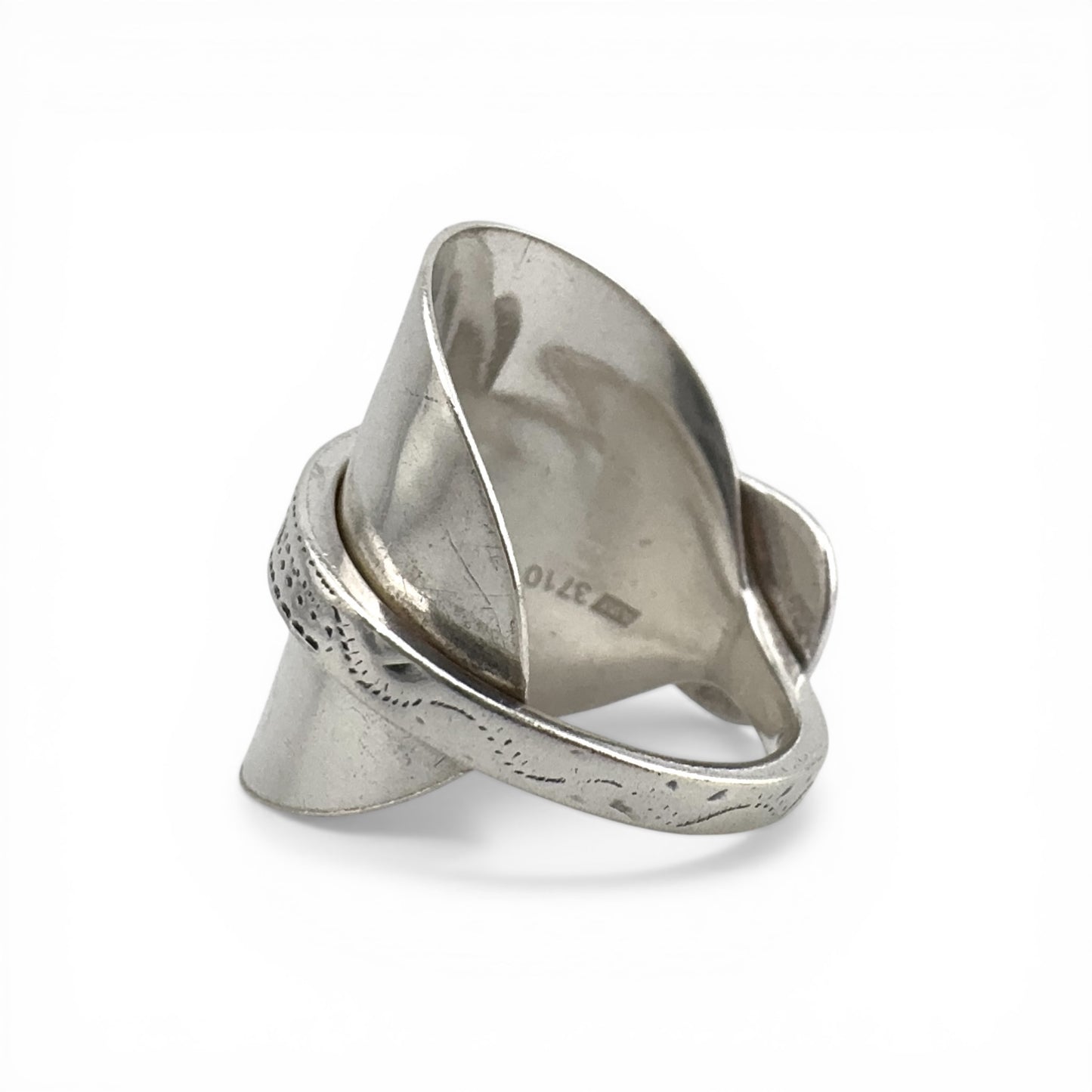 Antique 1907 Birmingham Silver Spoon Ring – Hand Engraved Sterling Silver, Hallmarked & Certified, Custom Size