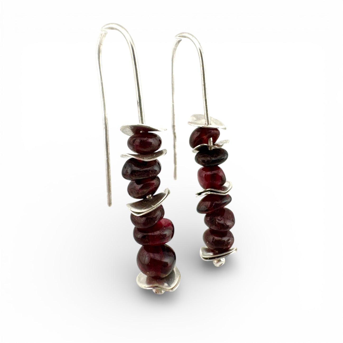 Handmade Garnet Earrings in Sterling Silver | January Birthstone Jewellery
