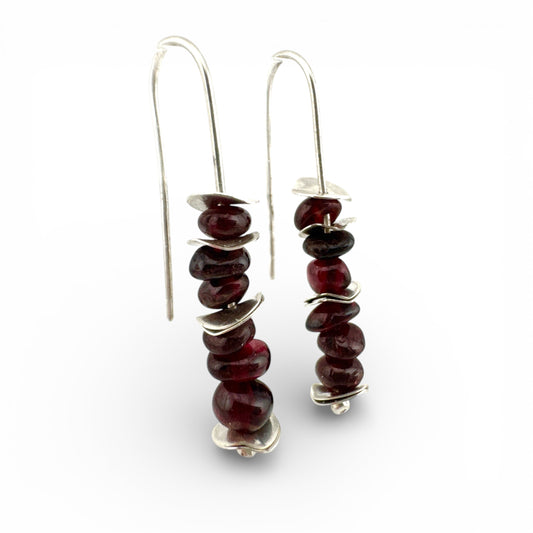 Handmade Garnet Earrings in Sterling Silver | January Birthstone Jewellery