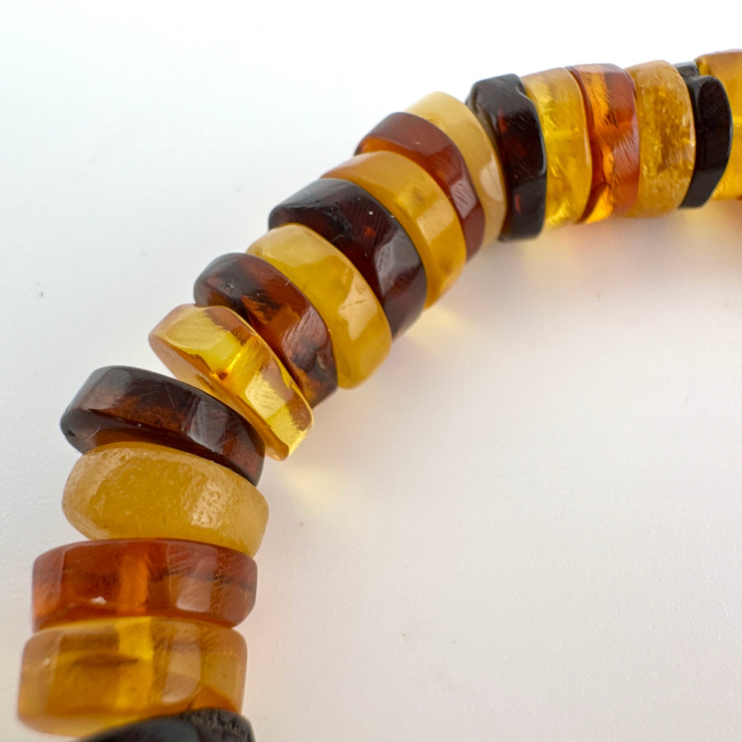 Restored Vintage Amber Bead Bracelet - Multicoloured Natural Amber